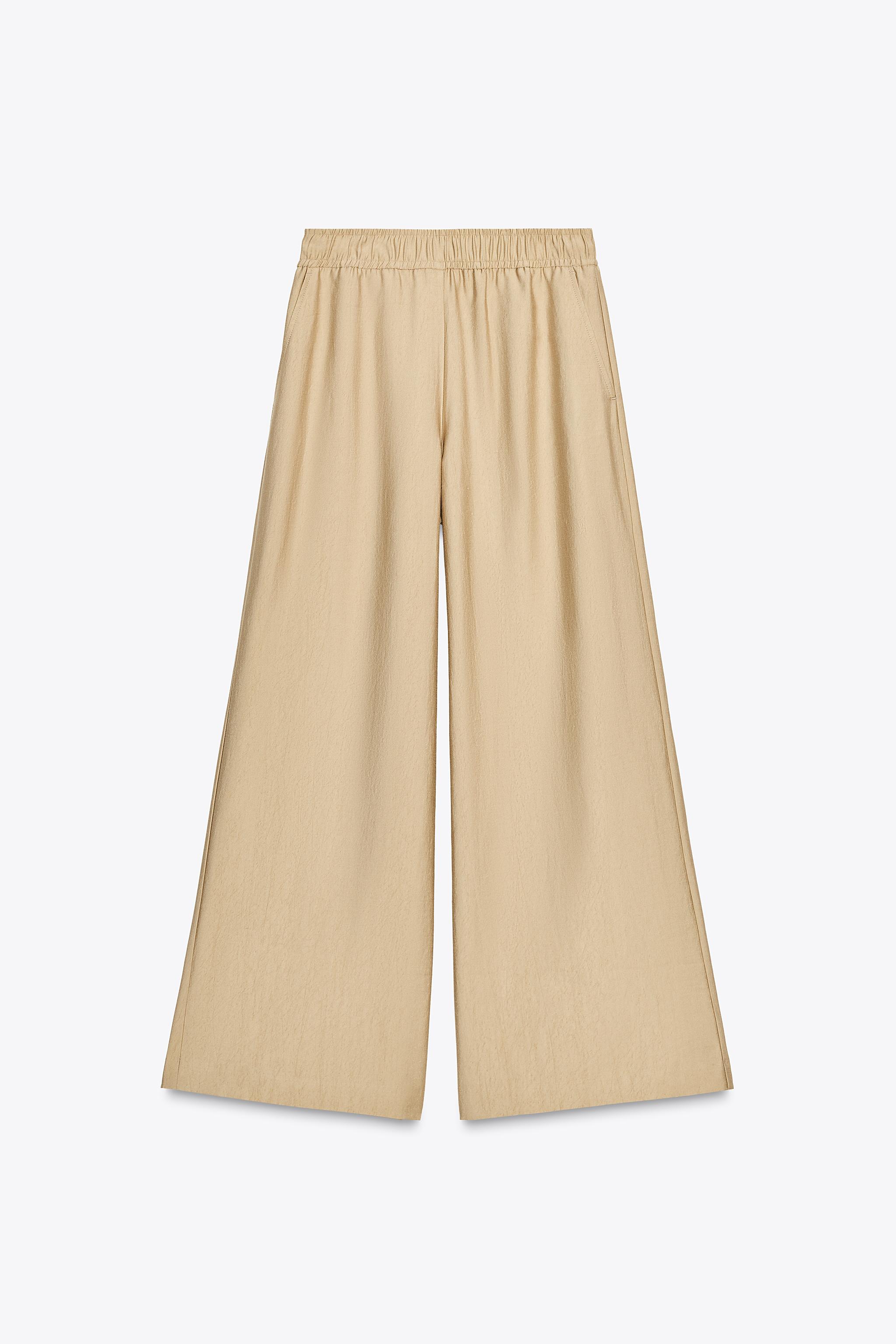 ELASTIC WAIST WIDE LEG PANTS
