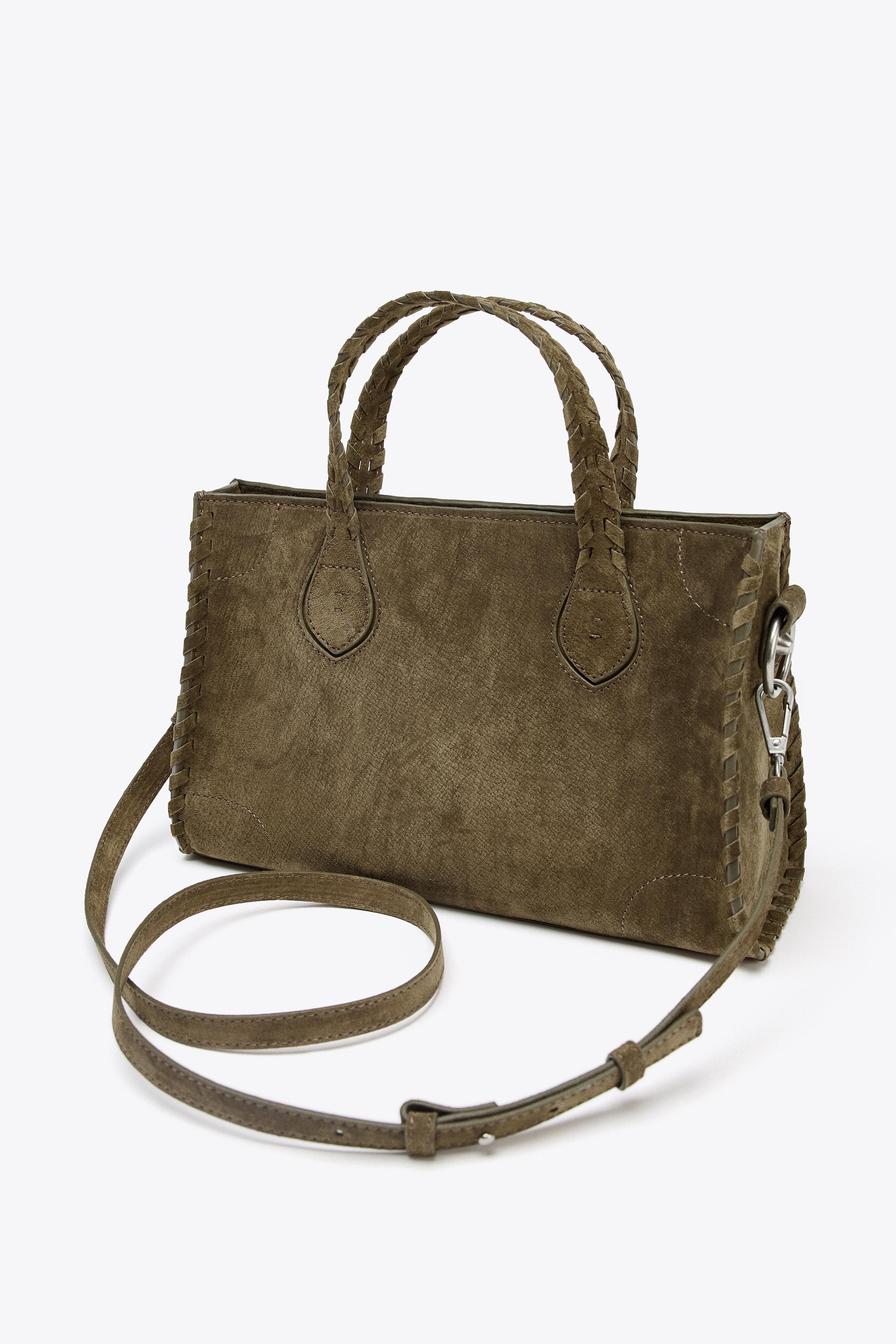 BRAIDED SPLIT LEATHER CITY BAG