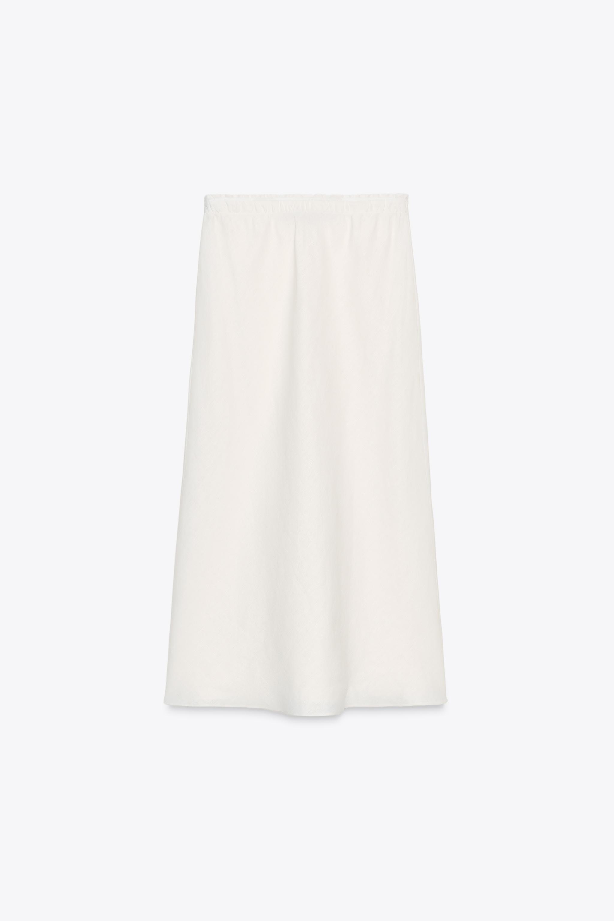 ZW COLLECTION 100% LINEN MIDI SKIRT
