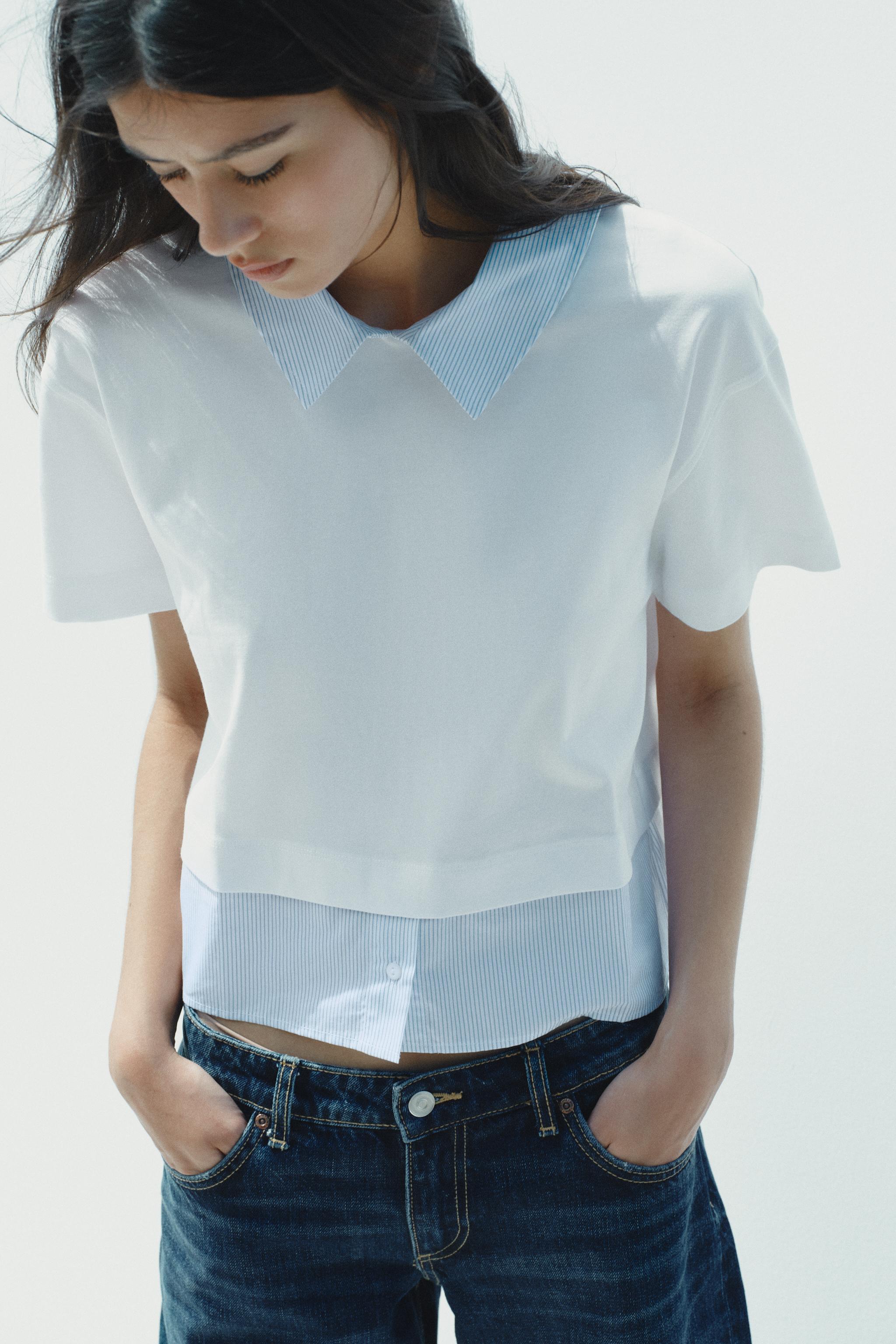 STRIPED COMBINATION T-SHIRT