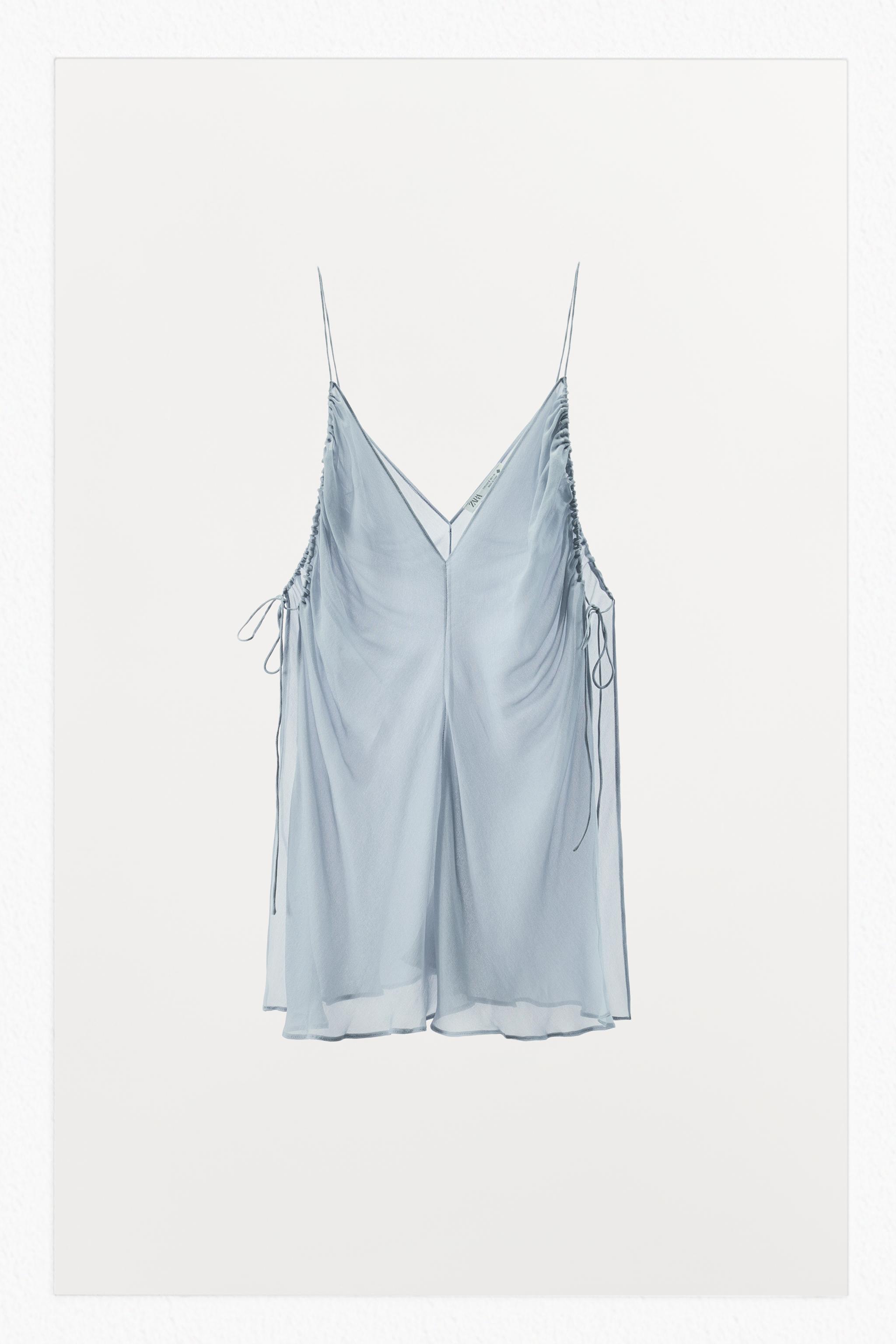 SEMI-SHEER DRAPED TOP