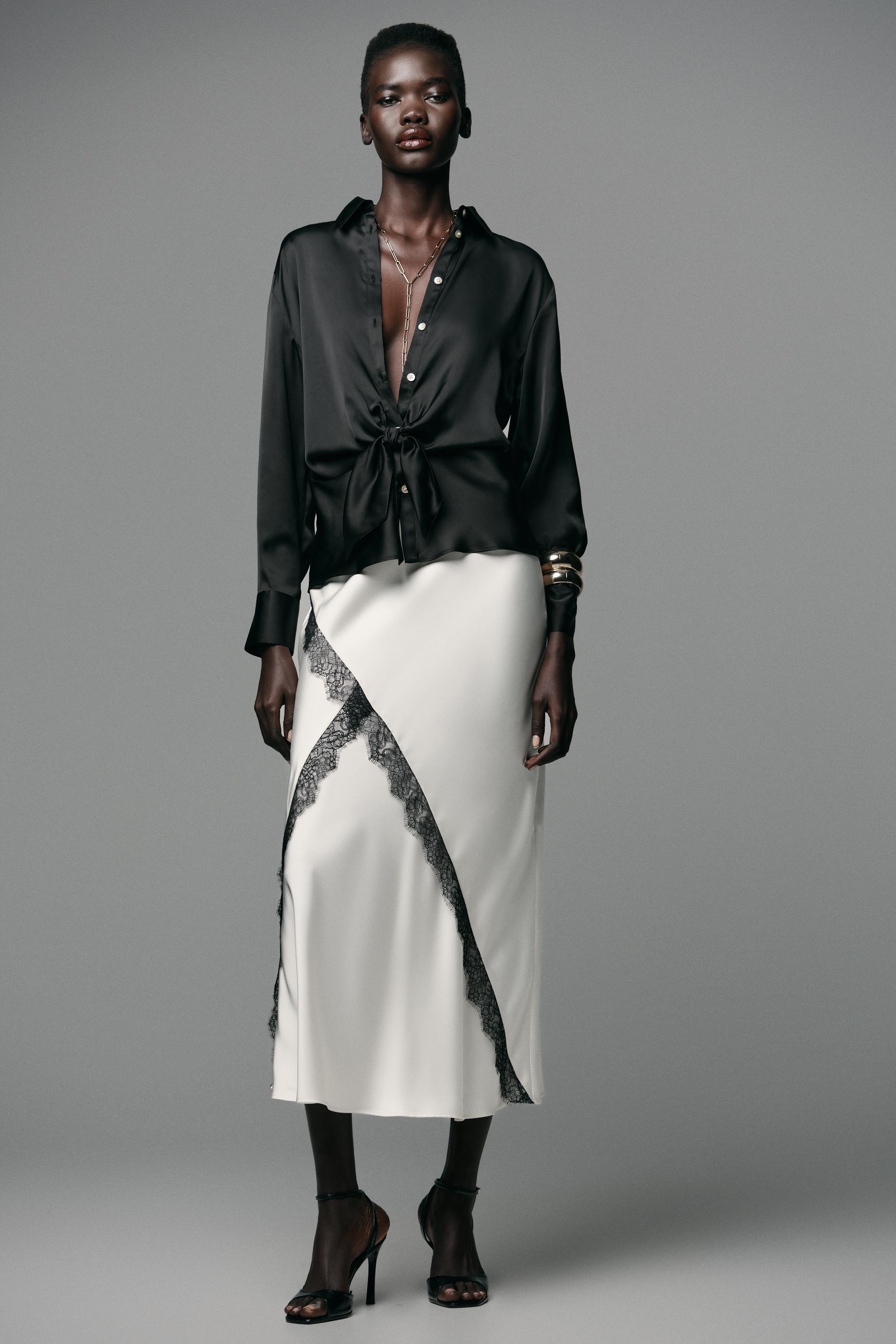 KNOTTED SATIN EFFECT SHIRT