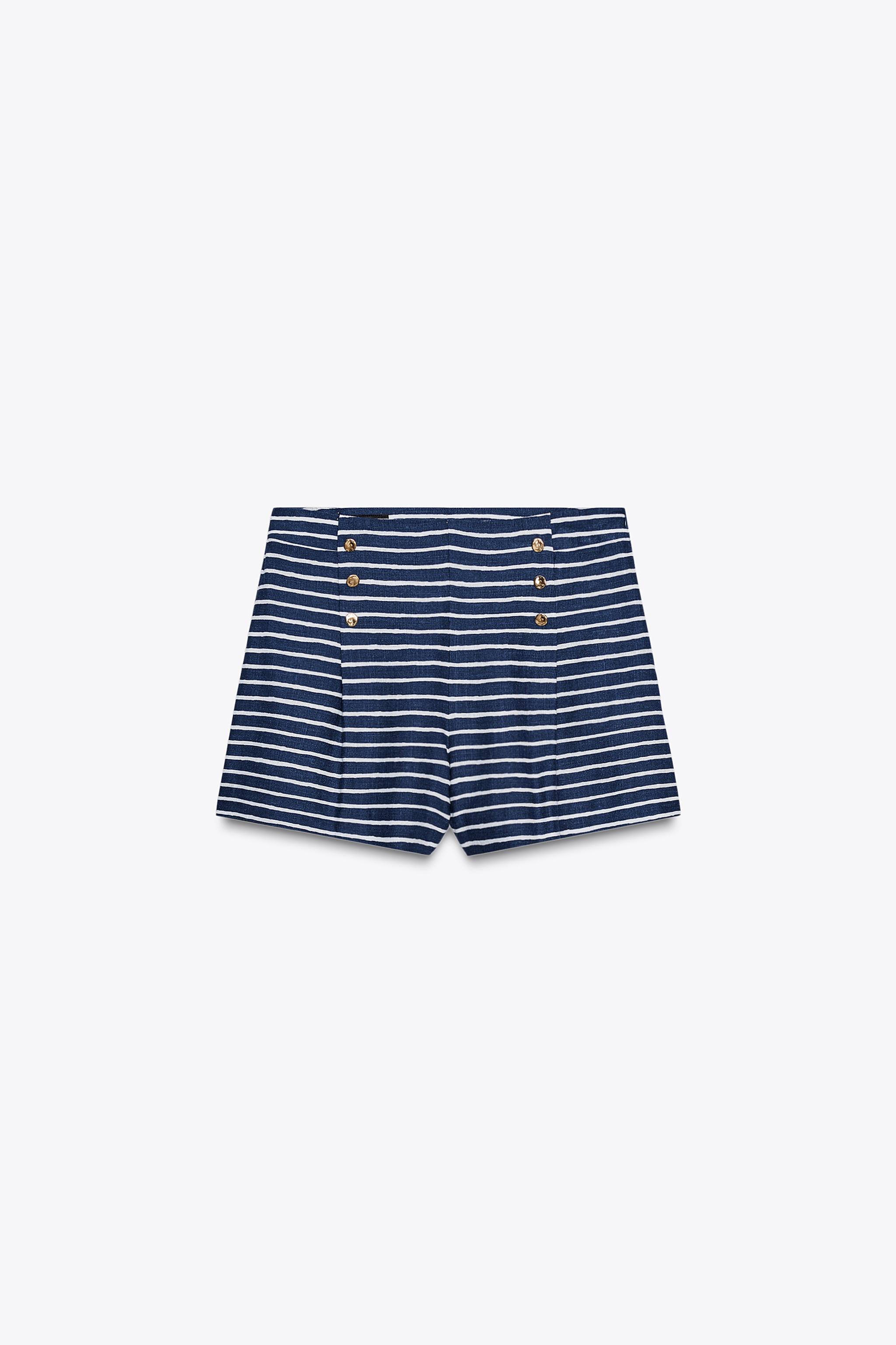 STRIPED LINEN SHORTS