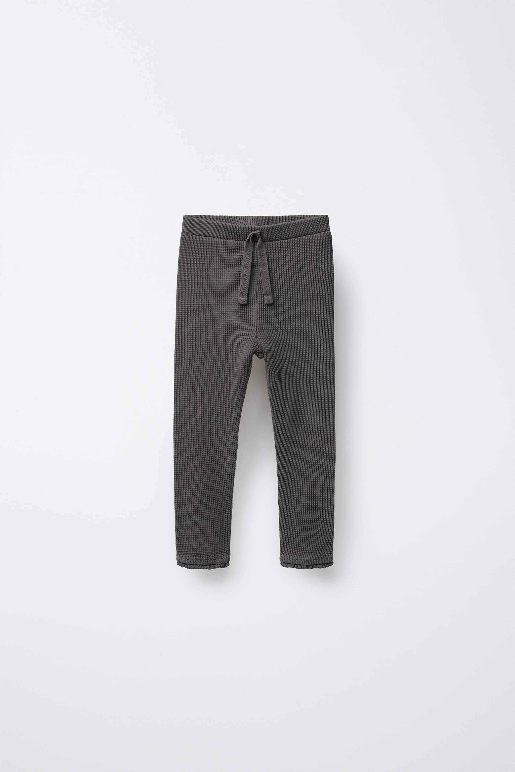 LACE TRIM WAFFLE LEGGINGS