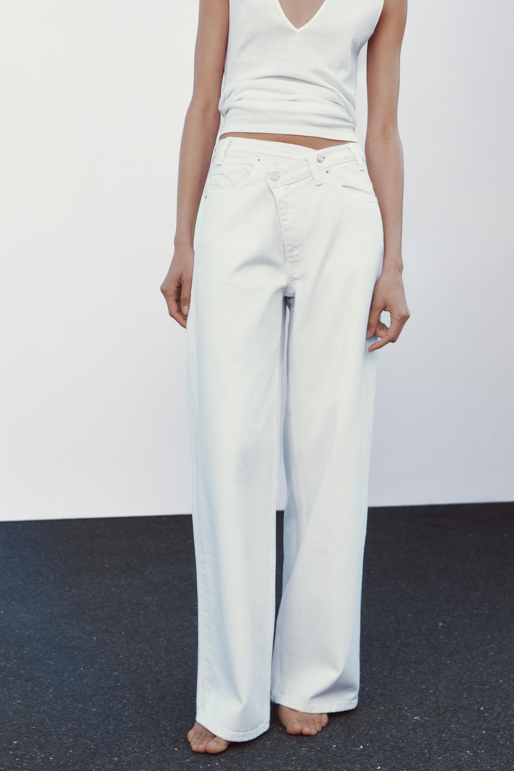 TRF HIGH-RISE WIDE LEG CROSSOVER WAIST JEANS