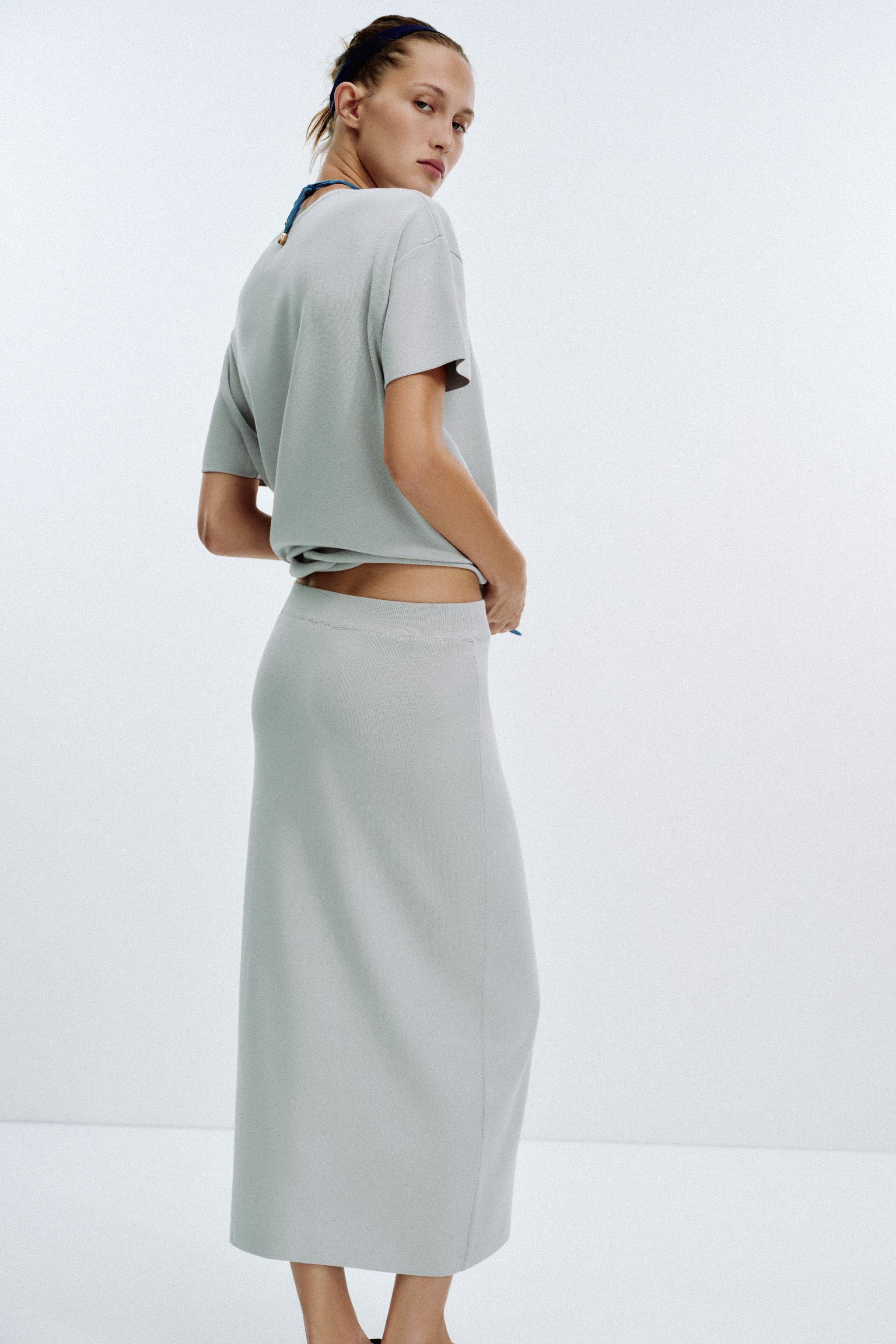 PLAIN KNIT MIDI SKIRT