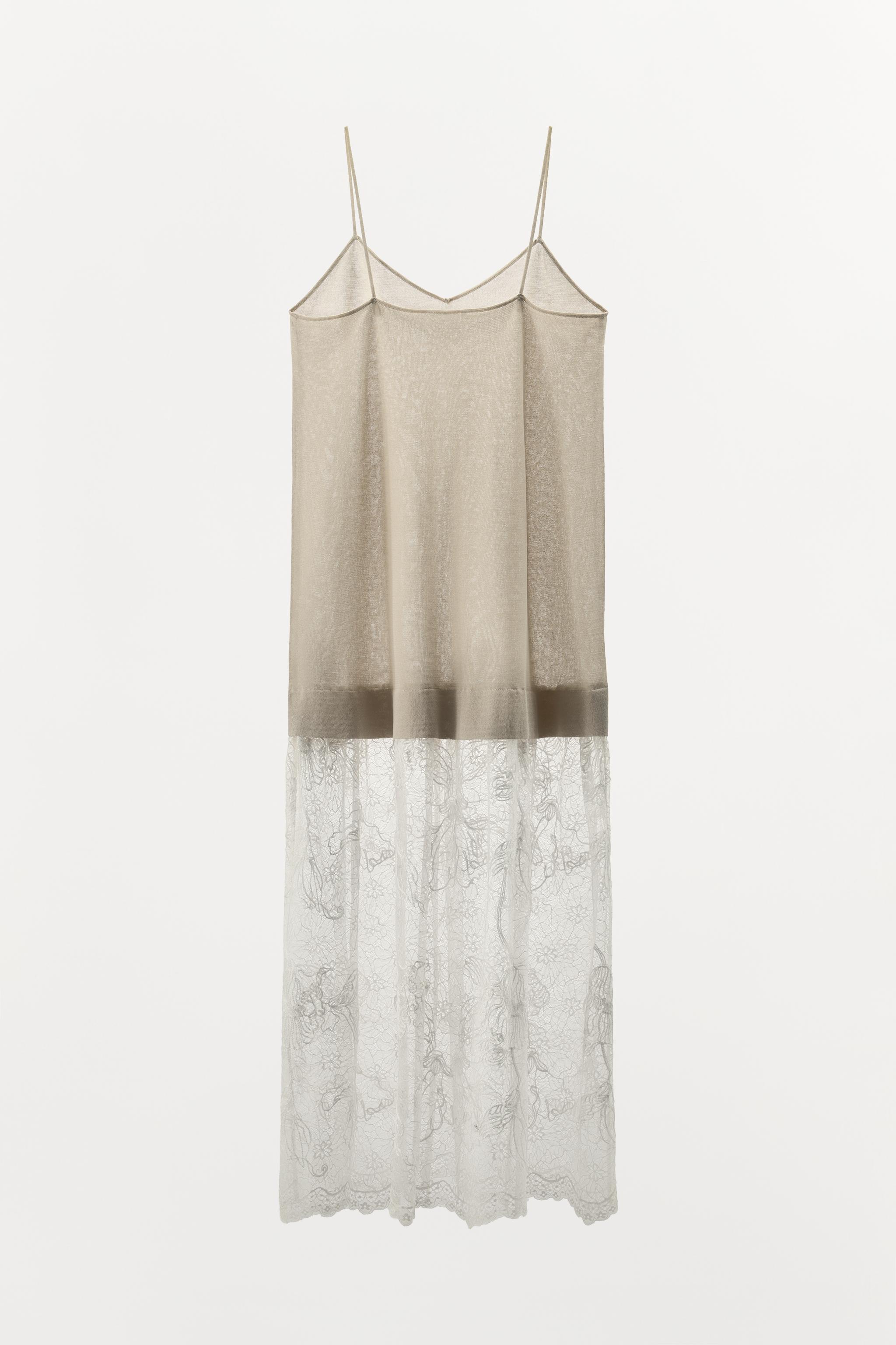 LACE COMBINATION KNIT DRESS