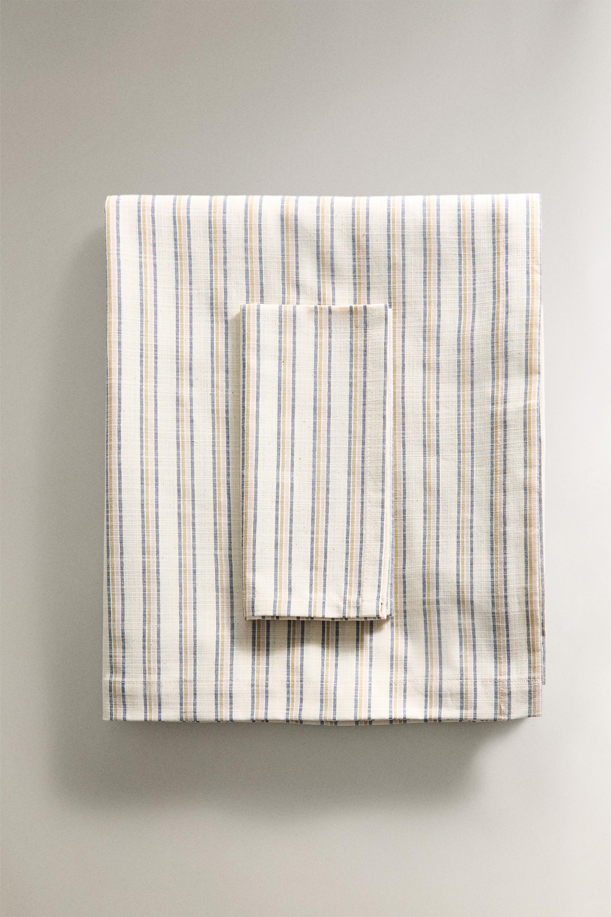 DYED THREAD STRIPED TABLECLOTH