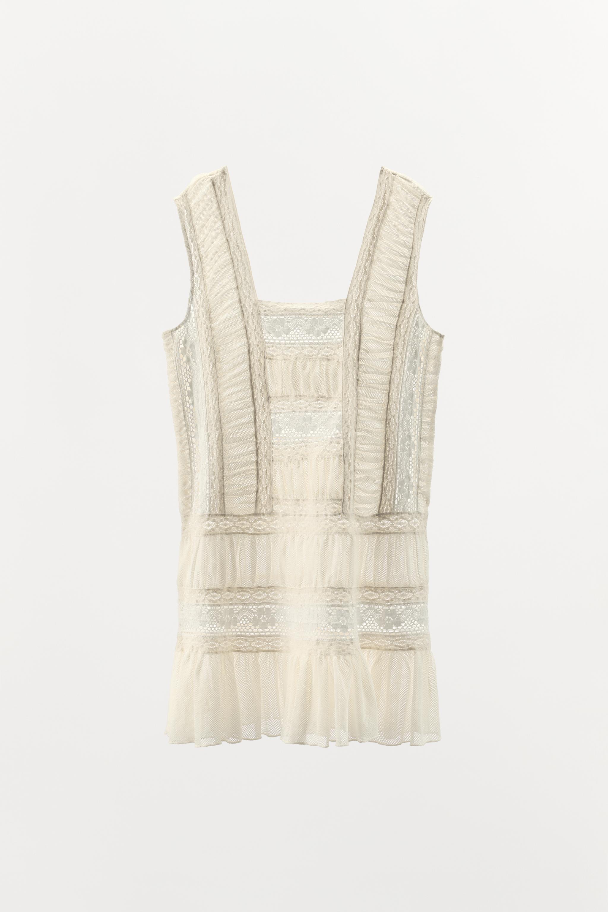 PLEATED LACE DRESS
