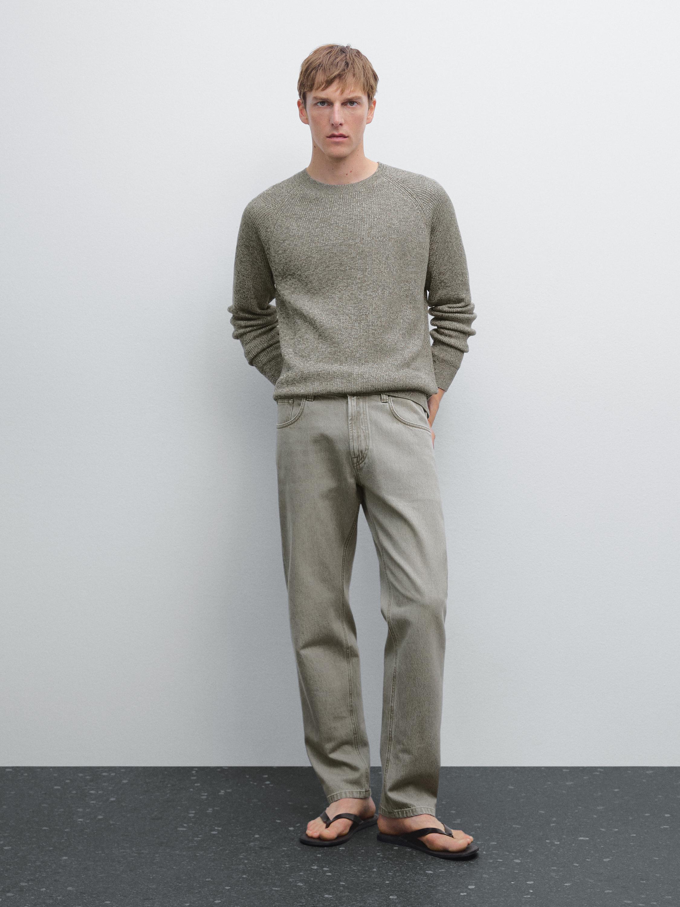 Crew neck mouliné knit sweater