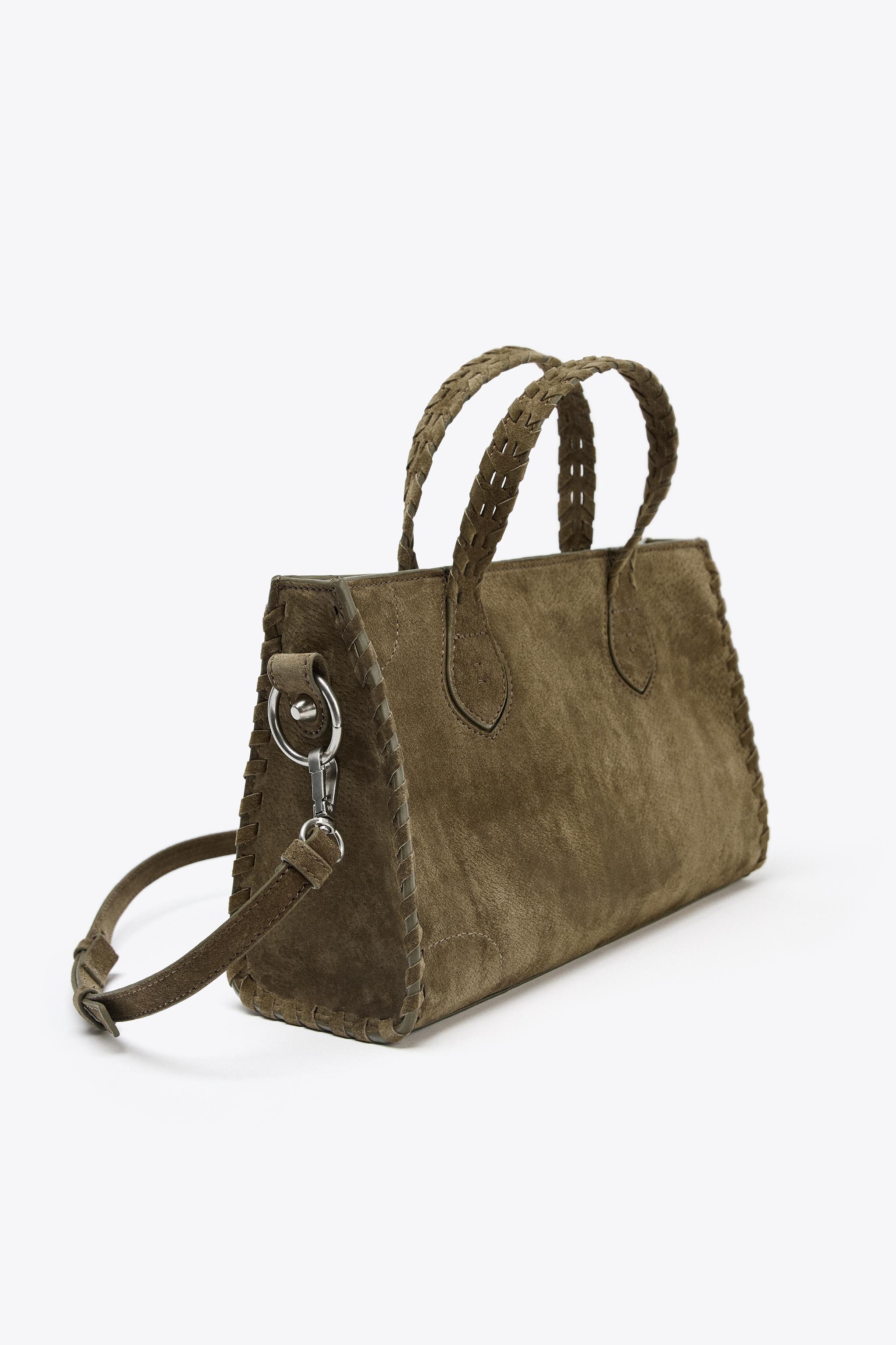 BRAIDED SPLIT LEATHER CITY BAG