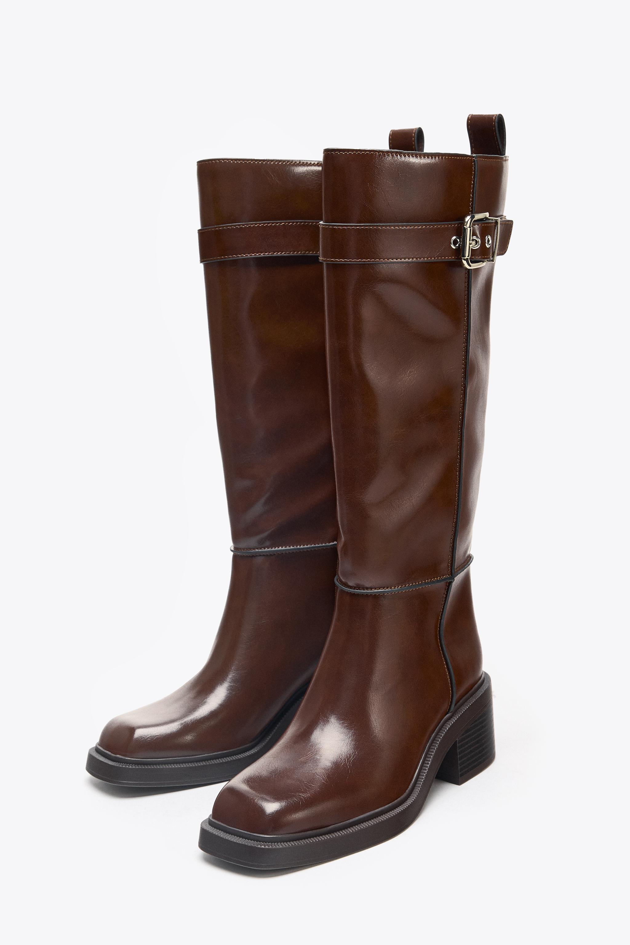 TOPSTITCHED HIGH-SHAFT BOOTS