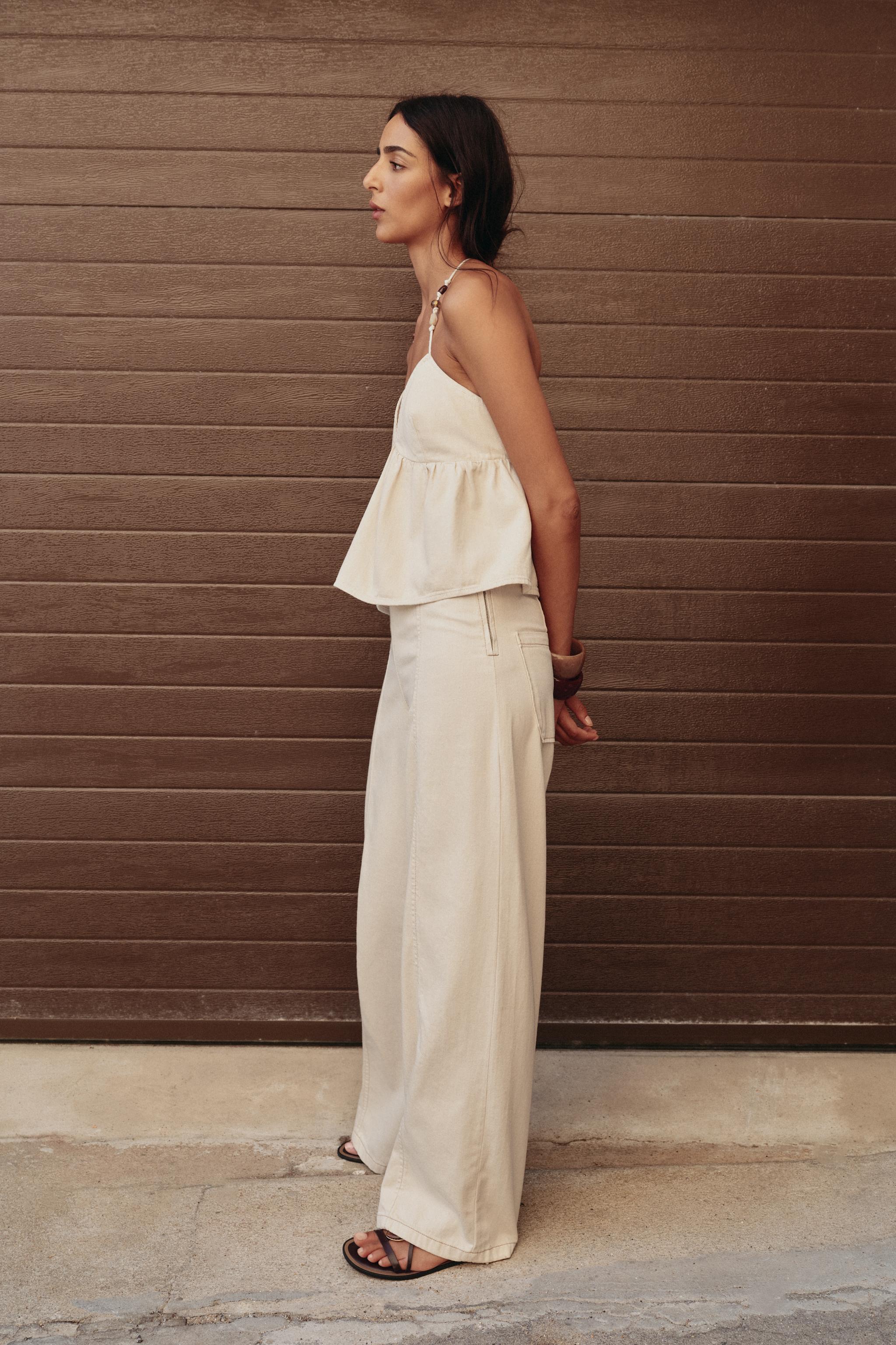 Z1975 BEADED HIGH RISE WIDE LEG JEANS