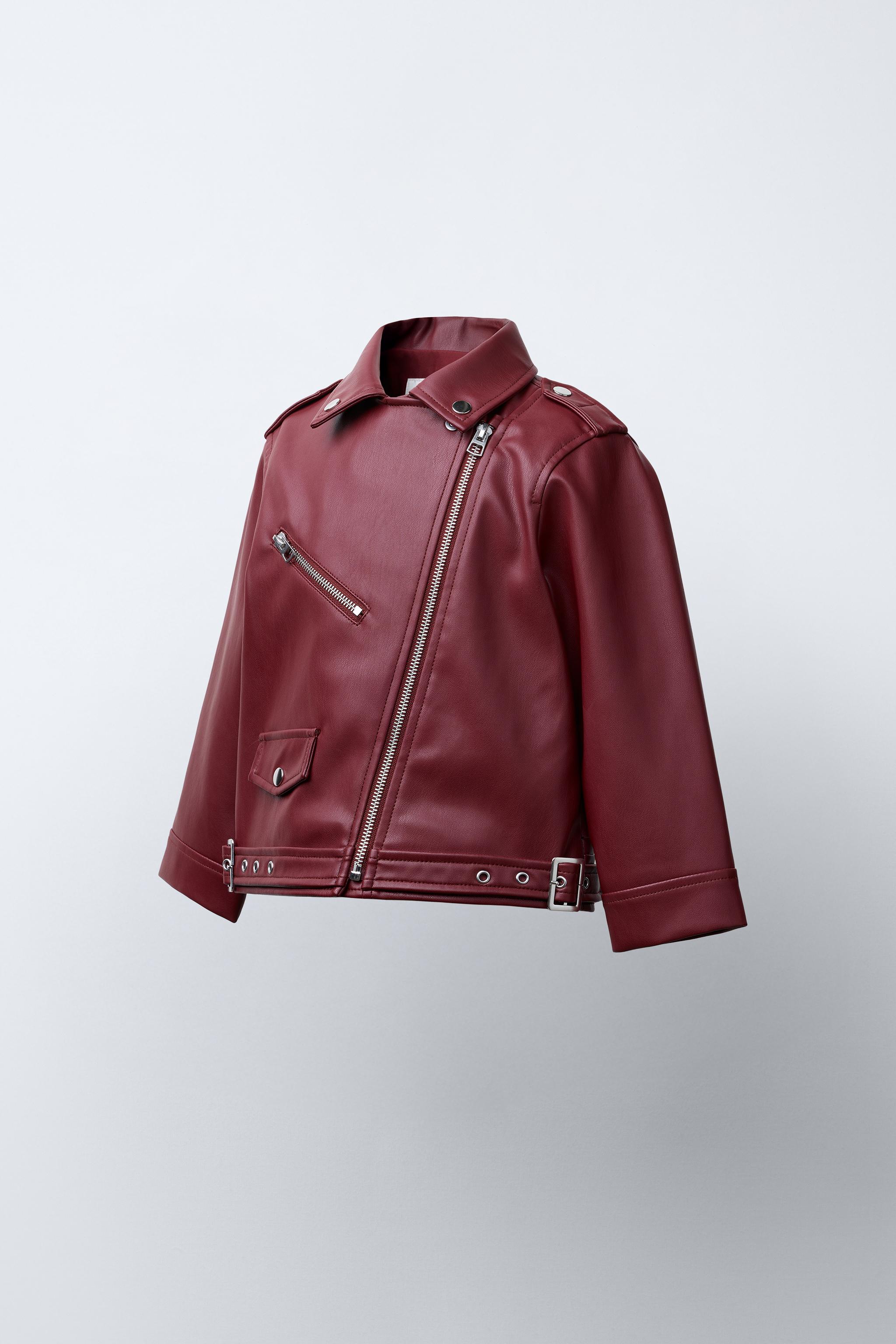 FAUX LEATHER BIKER JACKET WITH BUCKLES