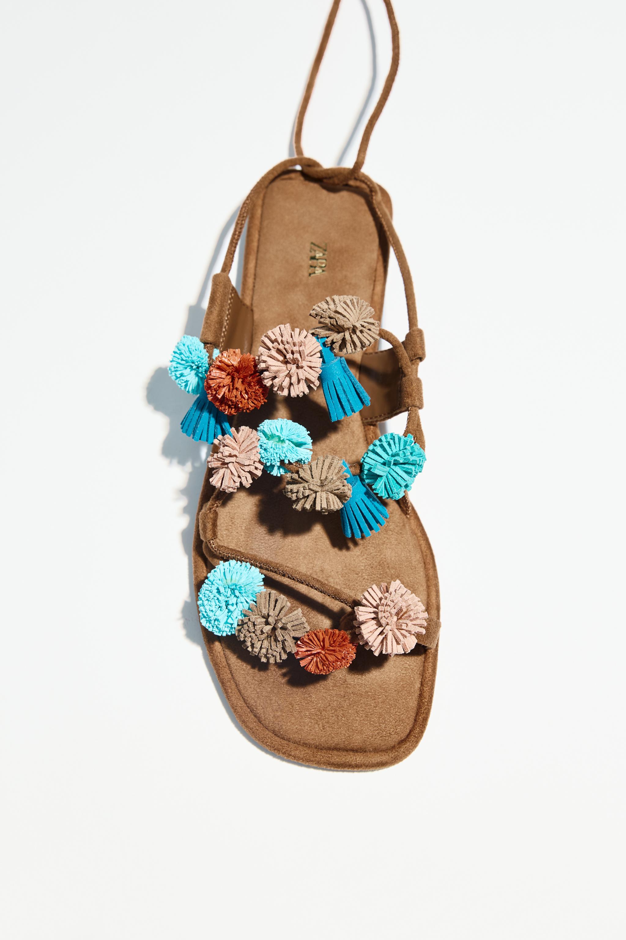 BEADED STRAPPY SANDALS