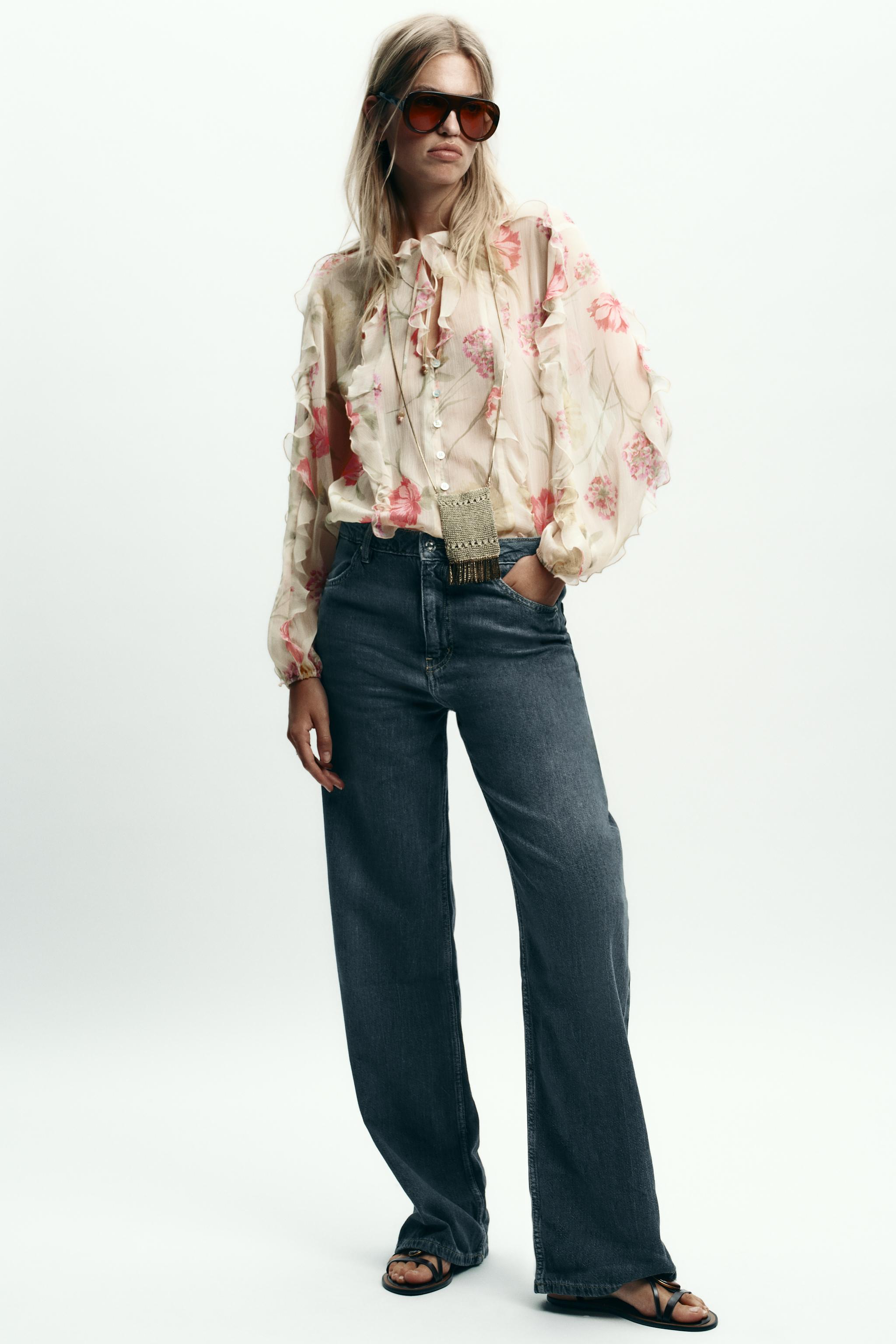 FLORAL PRINT SEMI-SHEER SHIRT
