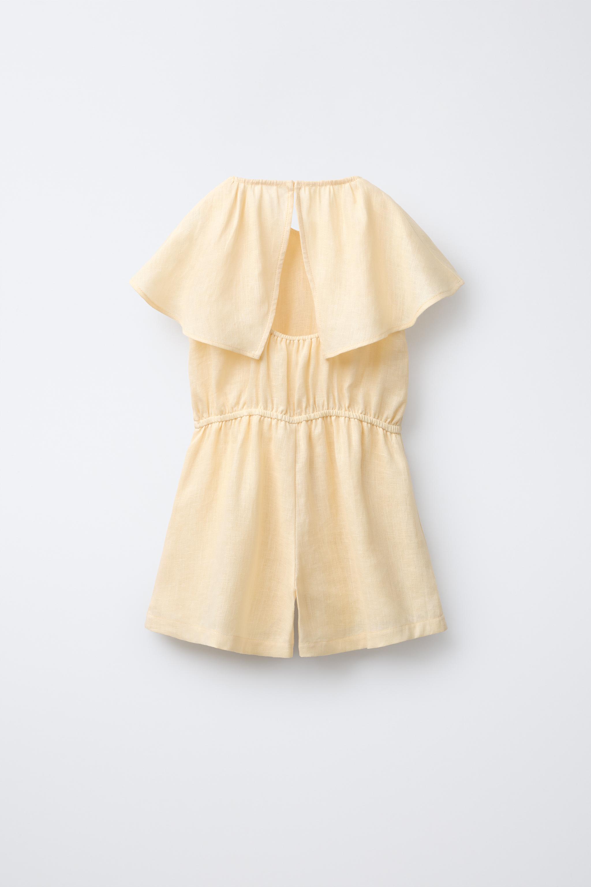 RUFFLED SHORT JUMPSUIT 100% LINEN