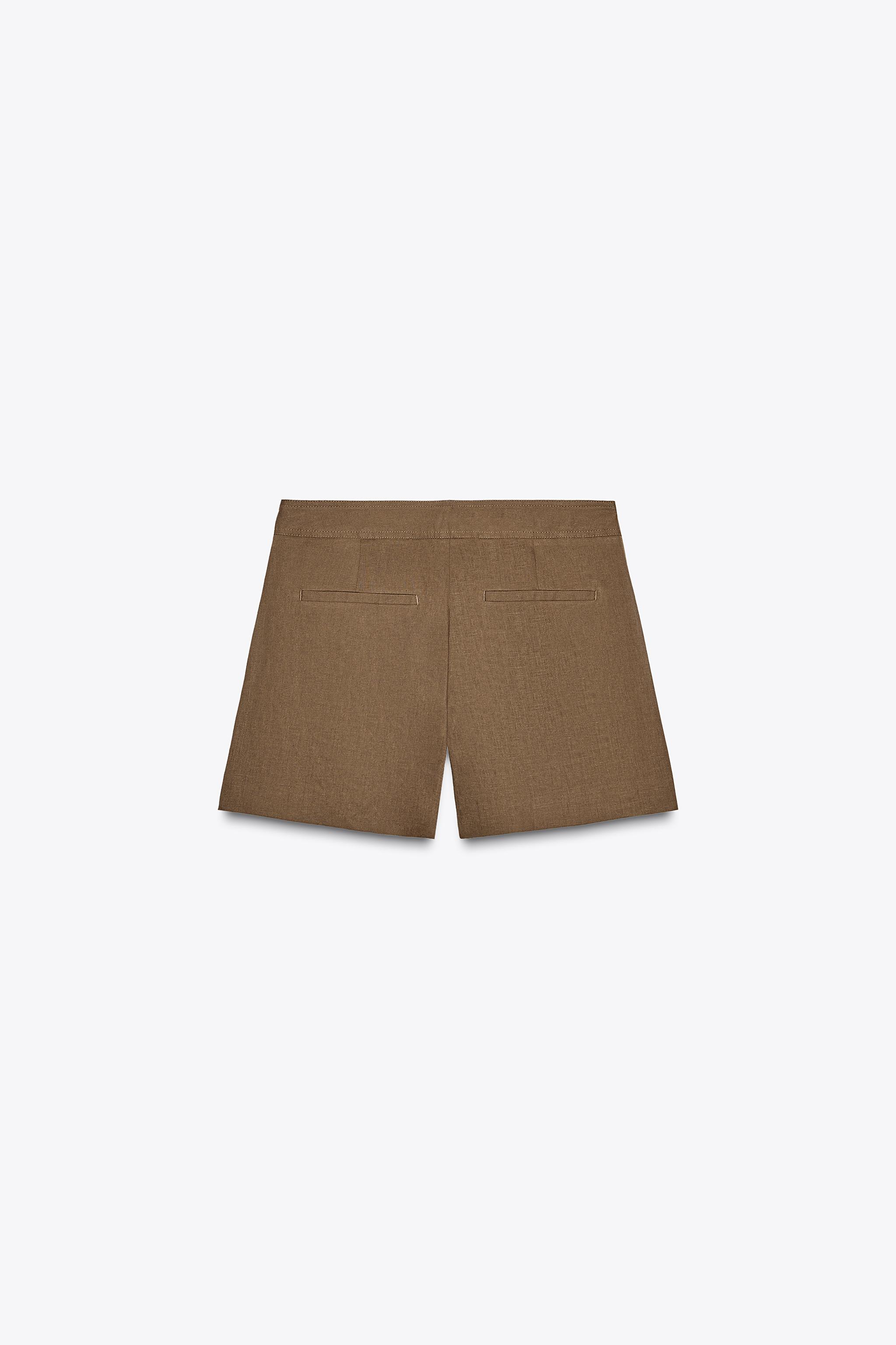 LINEN PLEATED SHORTS