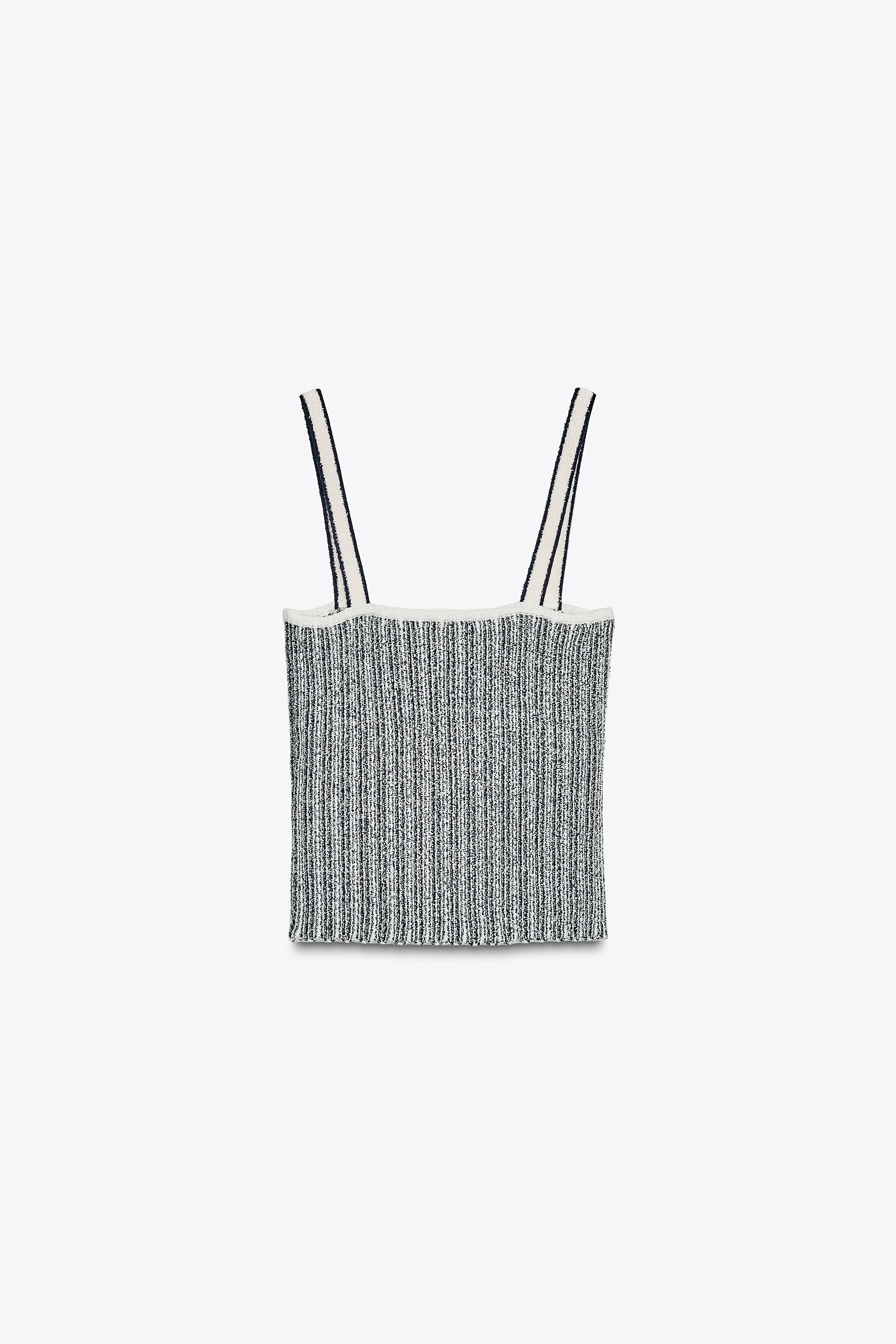 STRIPED CUT-OUT KNIT TOP