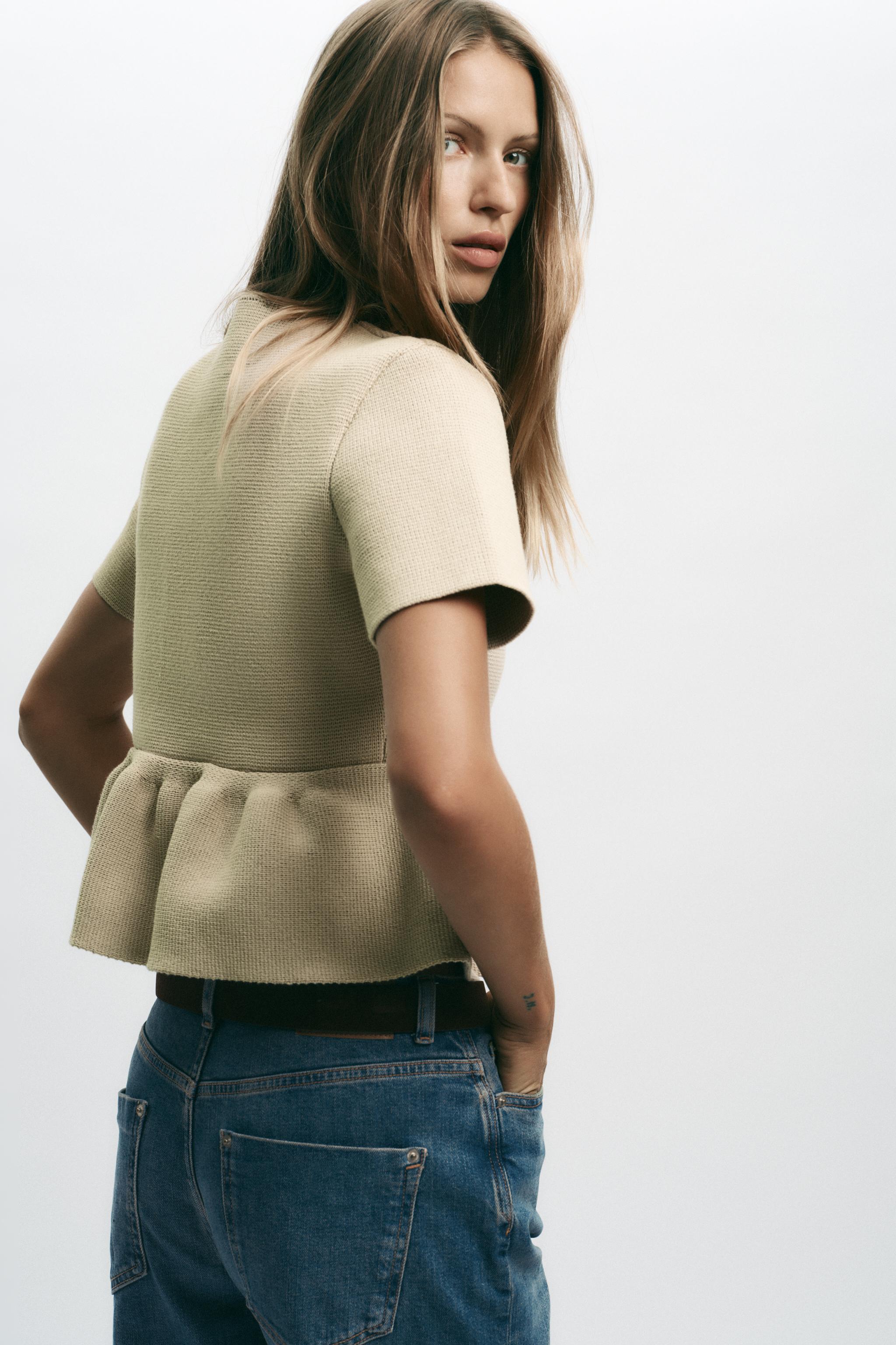 PEPLUM SHORT SLEEVE CARDIGAN