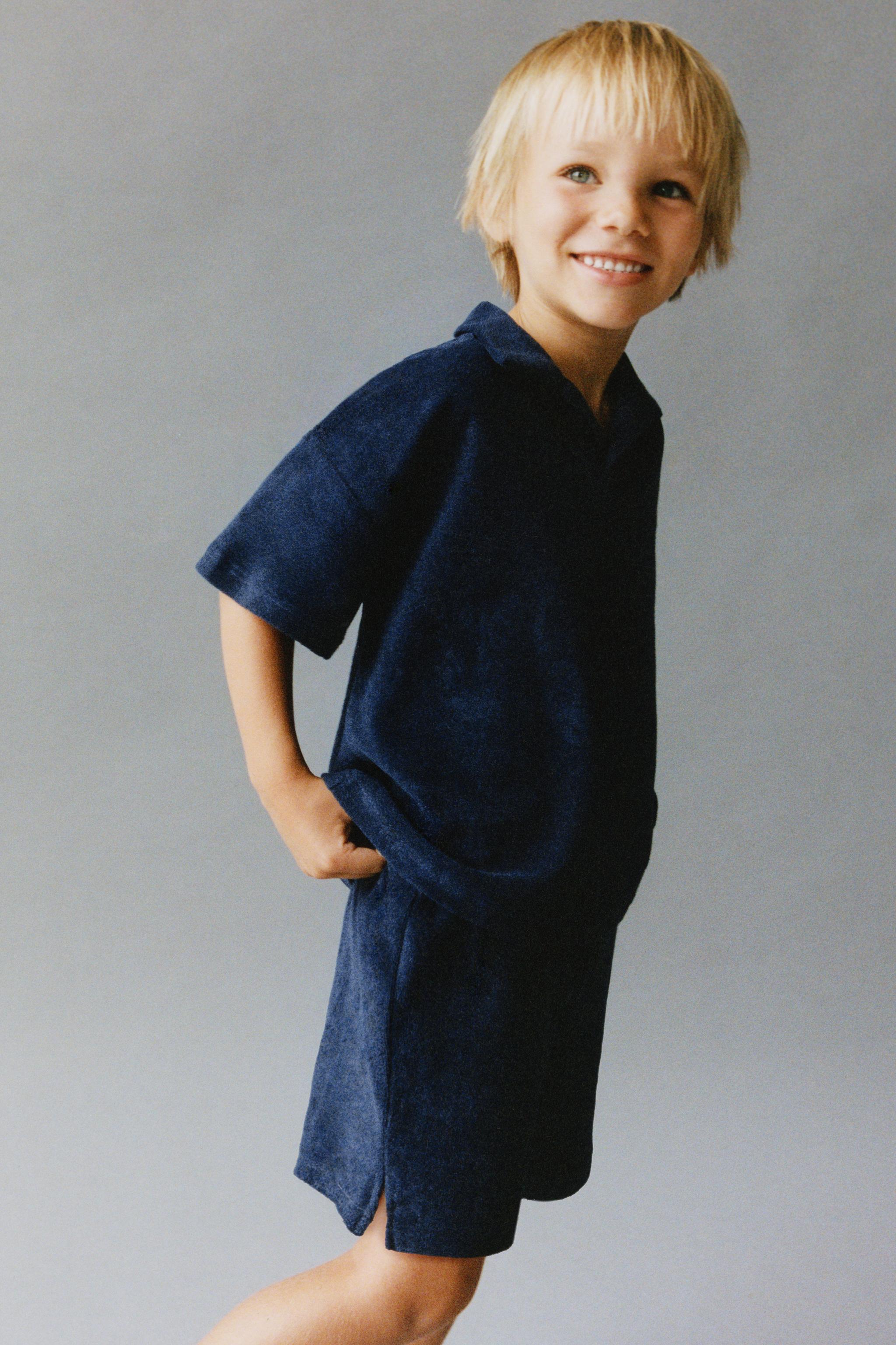 LABEL TERRY CLOTH POLO AND SHORTS SET