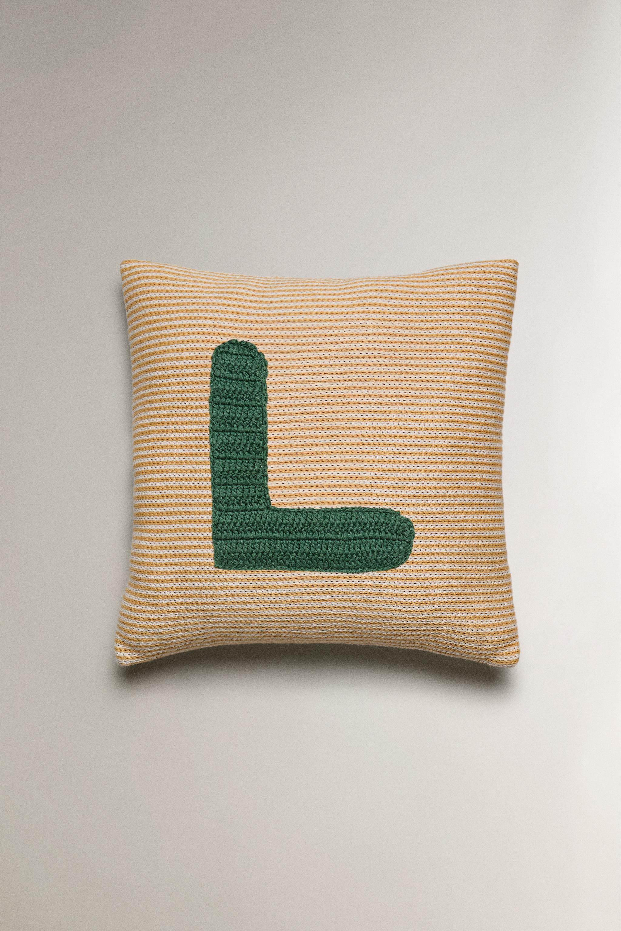 CHILDREN'S EMBROIDERED LETTER L THROW PILLOW