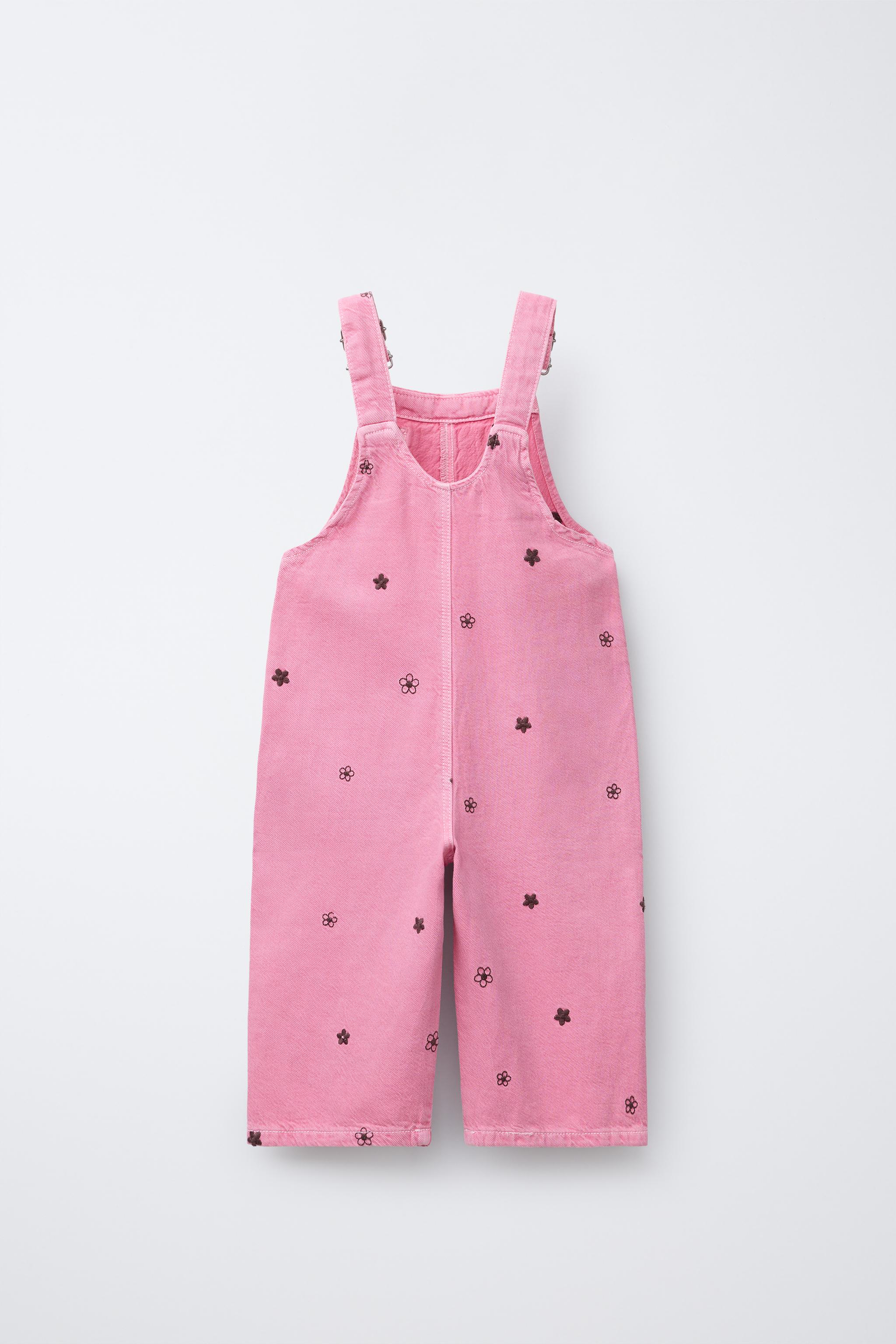 EMBROIDERED FLOWER TWILL OVERALLS