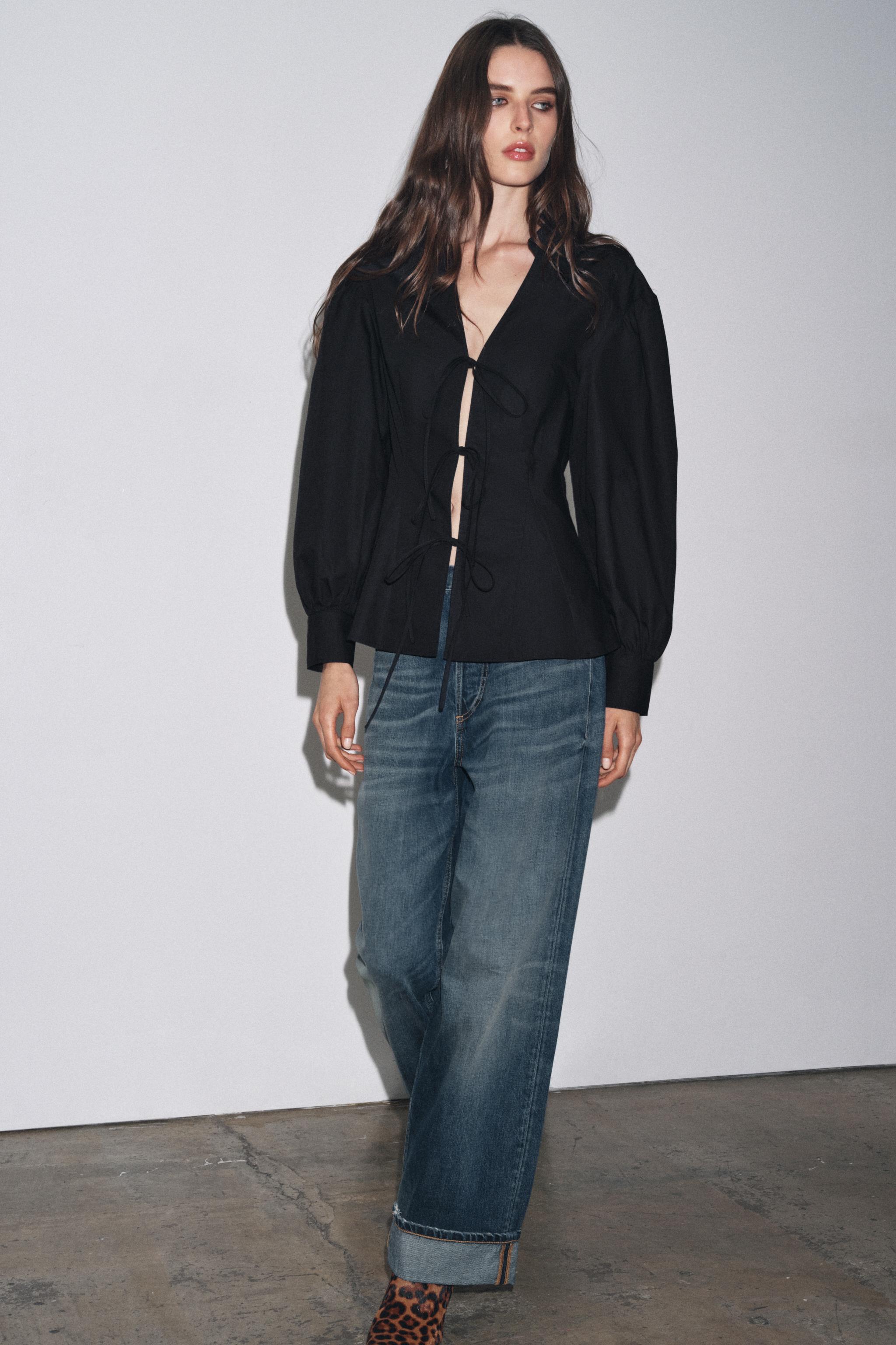 POPLIN SHIRT WITH TIES ZW COLLECTION