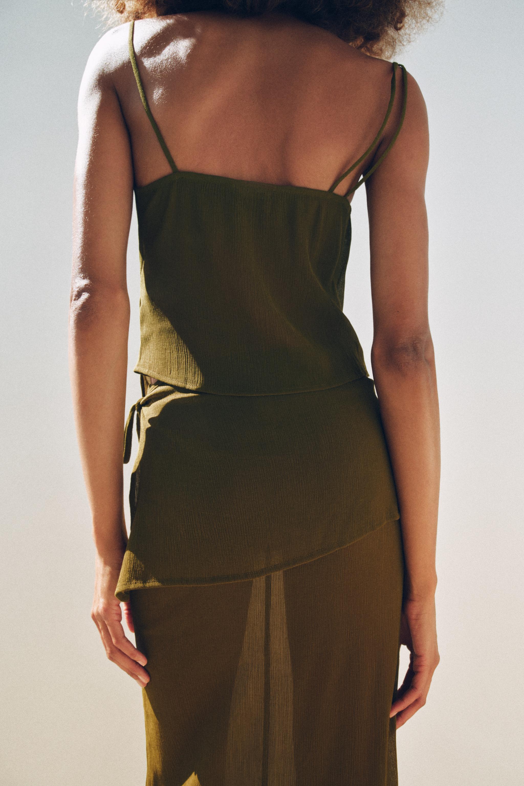 SEMI-SHEER TEXTURED WRAP SKIRT