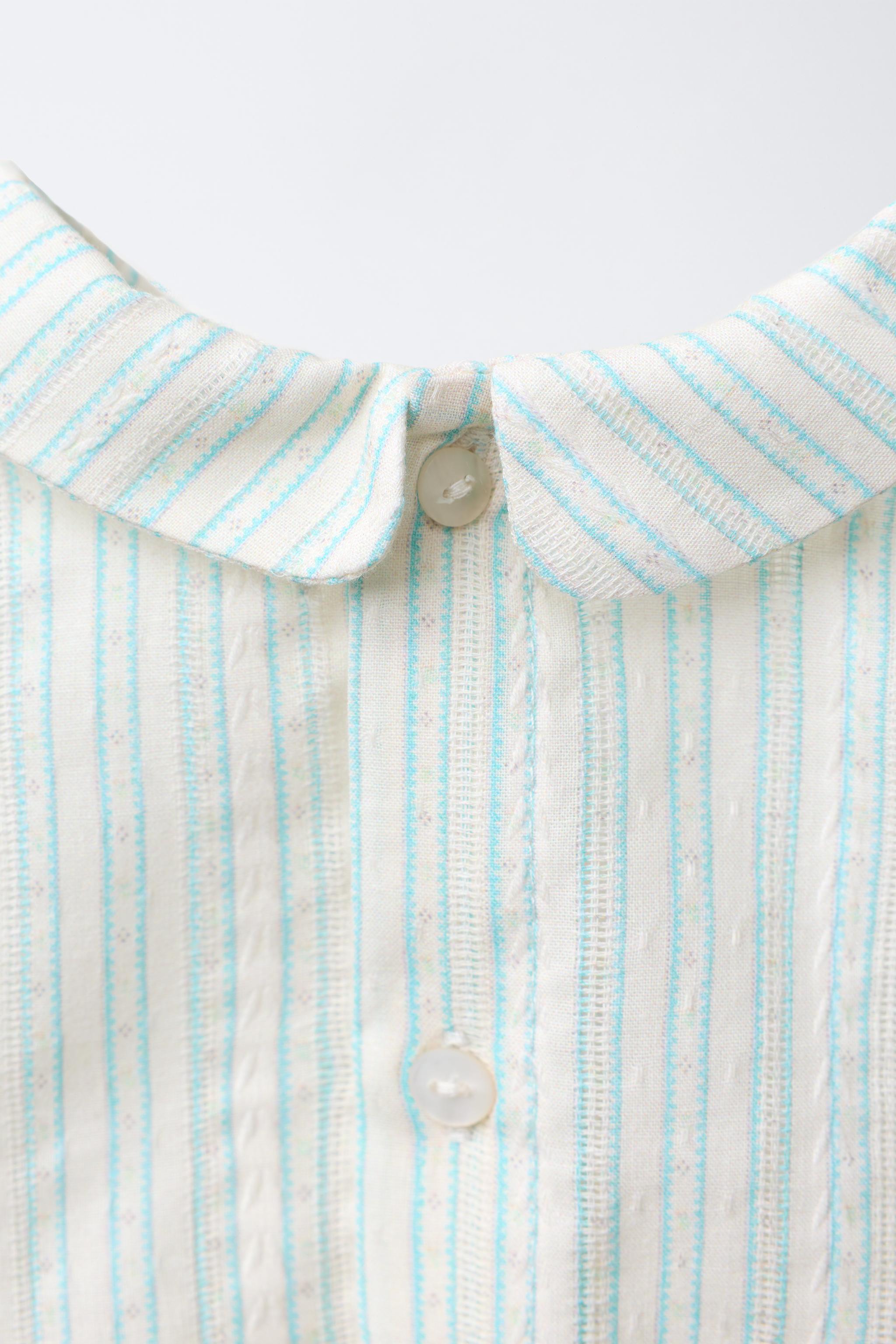 STRIPED JACQUARD SHIRT AND BLOOMERS SET