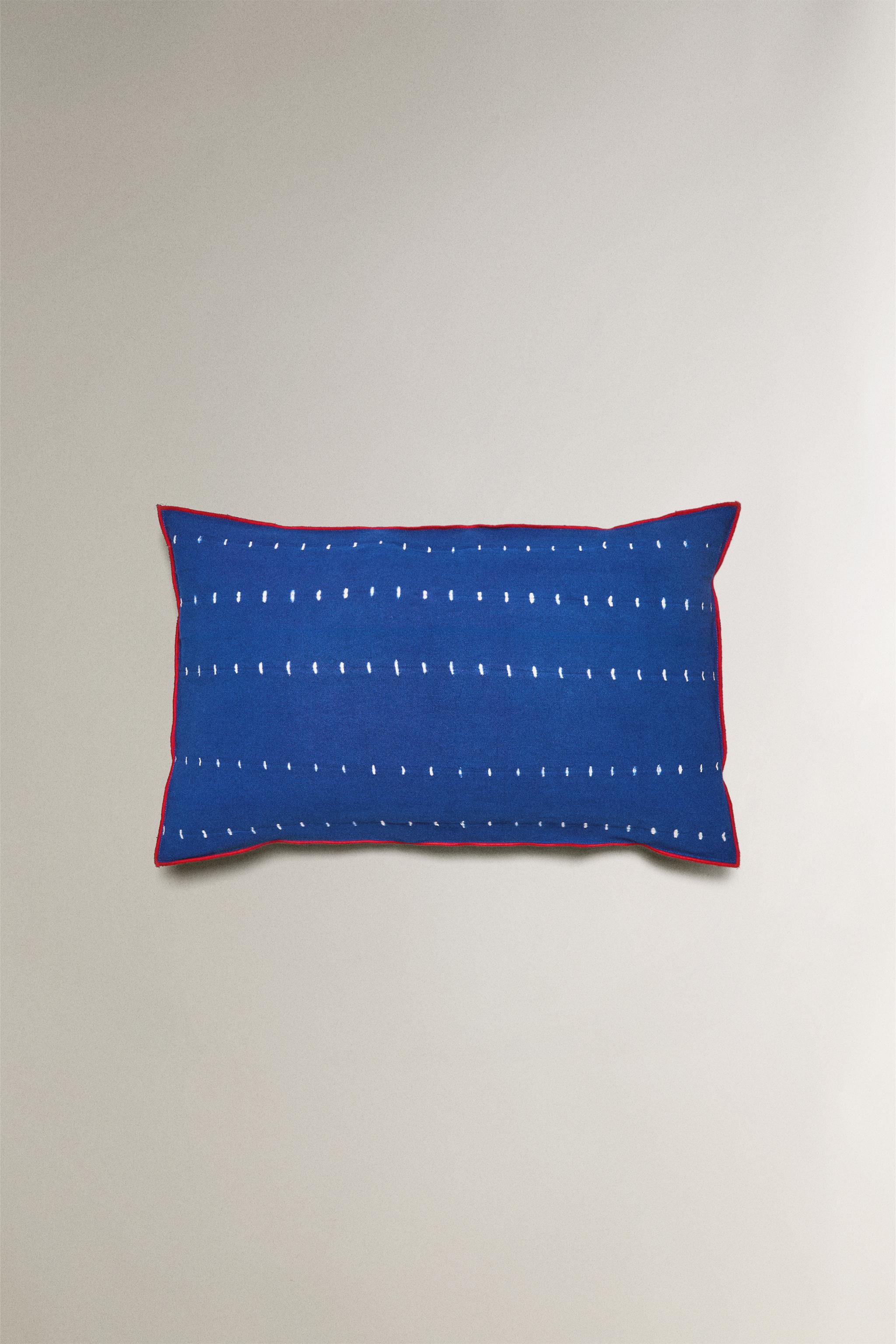 TIE-DYE COTTON THROW PILLOW COVER WITH PIPING X TENSIRA