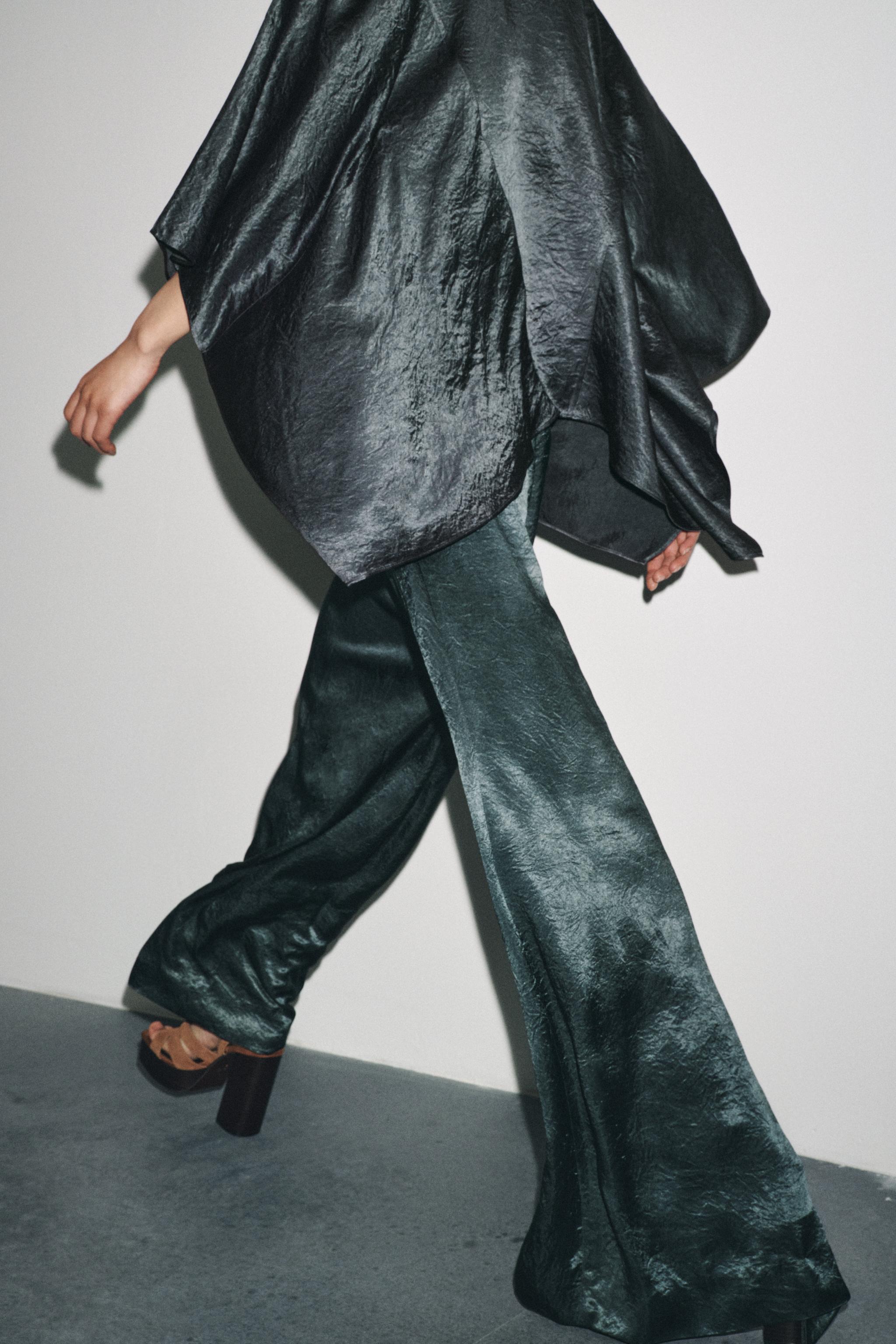 ZW COLLECTION SATIN WIDE LEG PANTS
