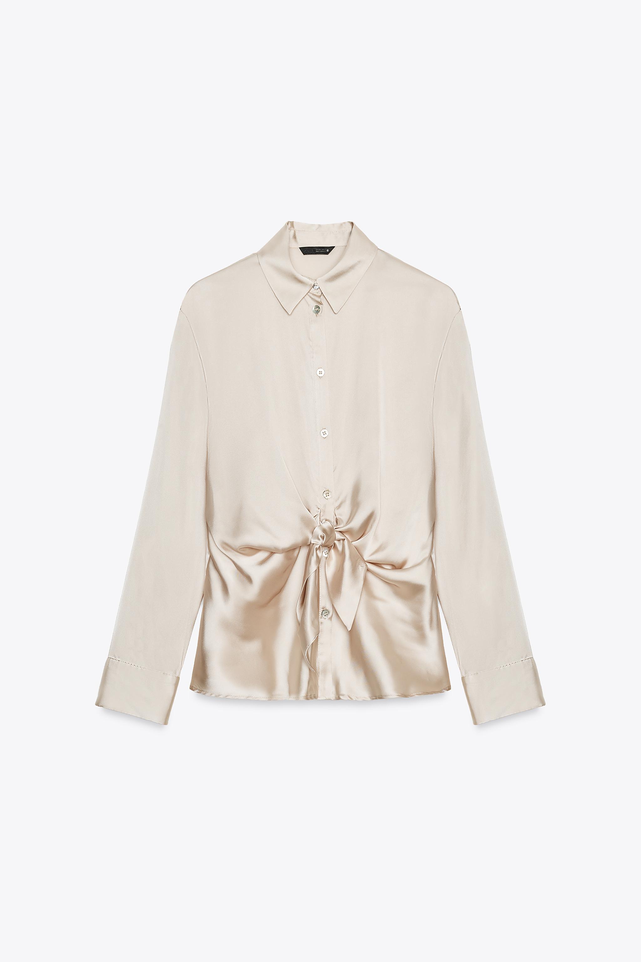 KNOTTED SATIN EFFECT SHIRT