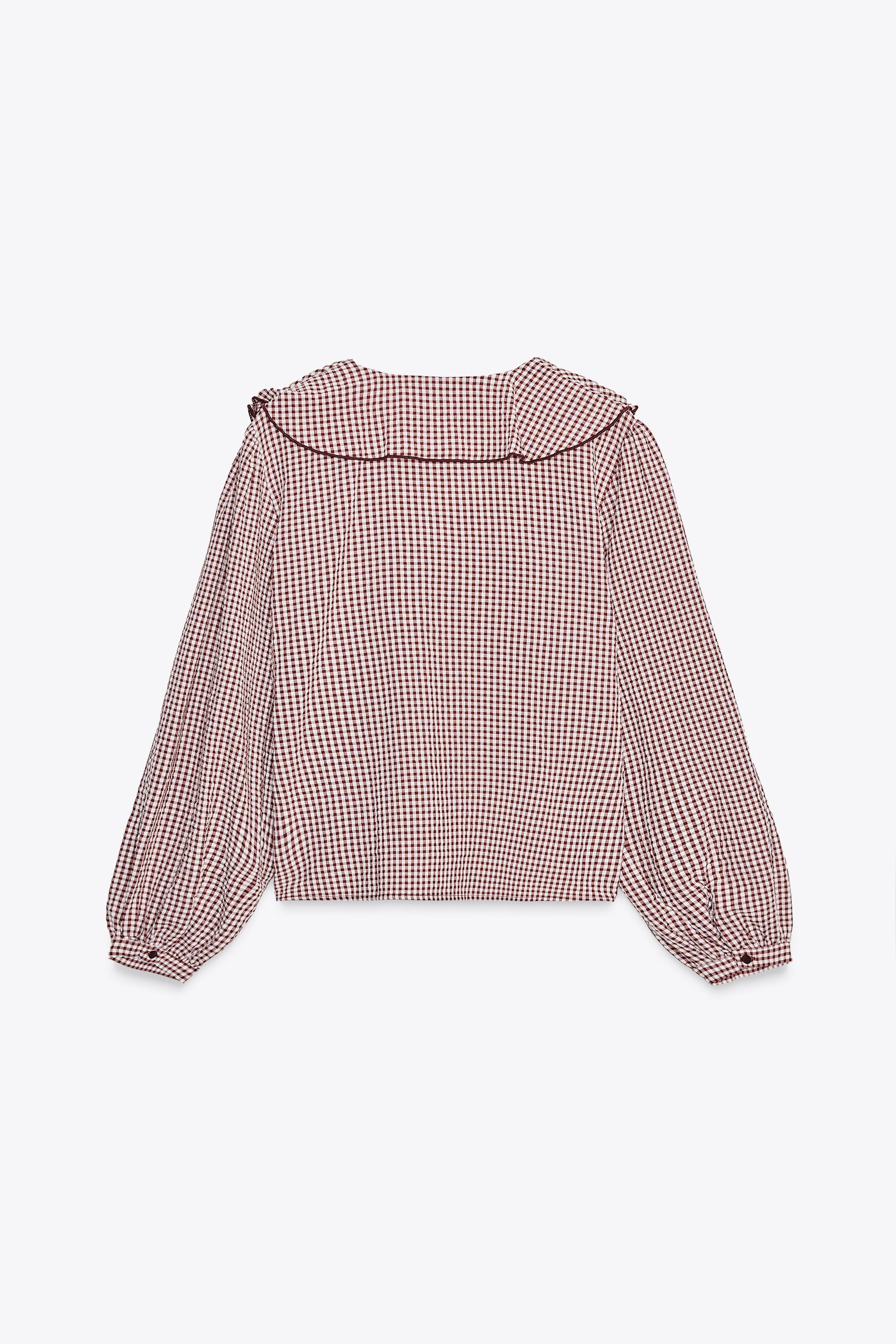 GINGHAM RUFFLED BLOUSE