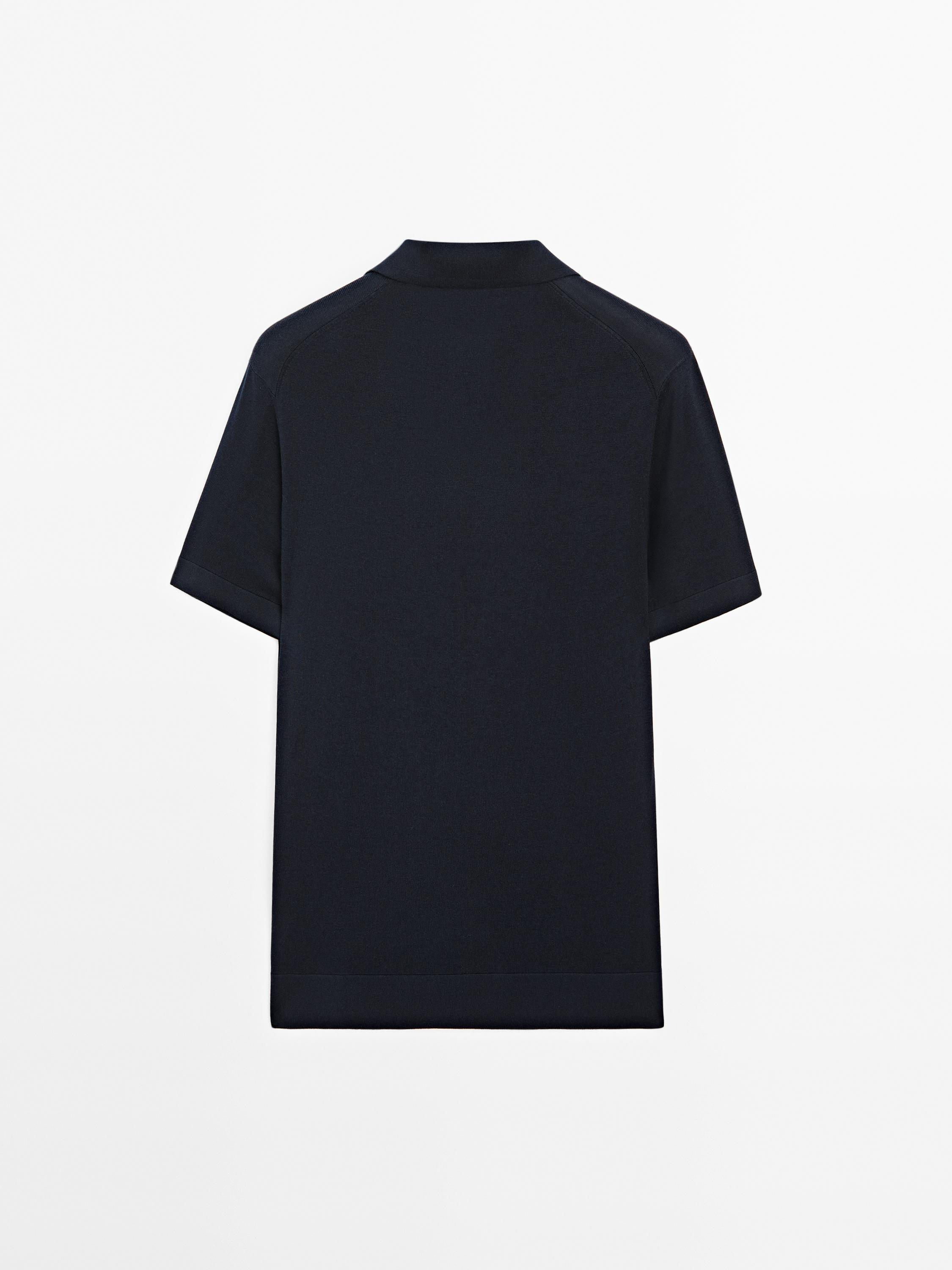 Knit V-neck polo shirt
