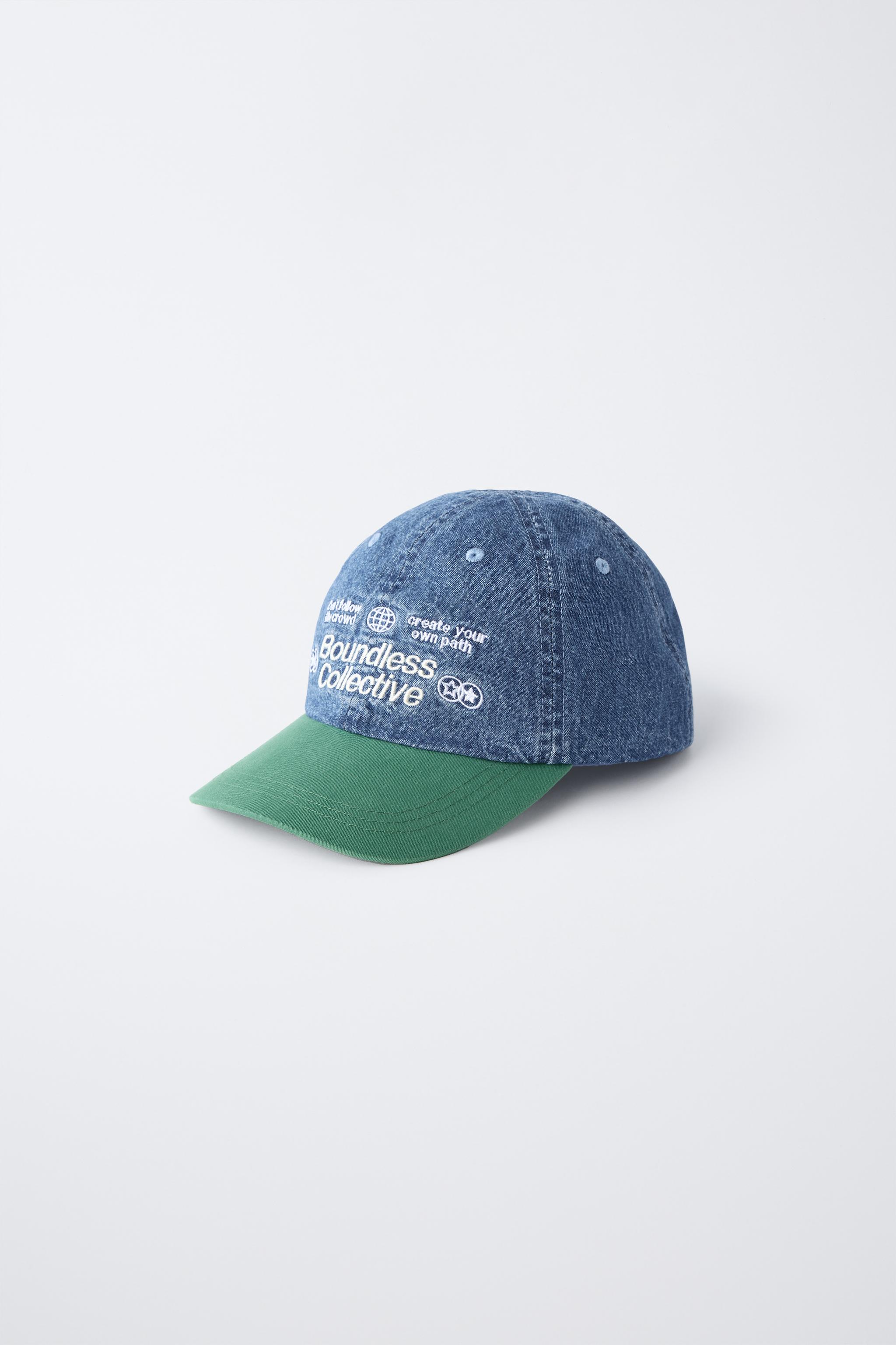 EMBROIDERED TEXT DENIM CAP