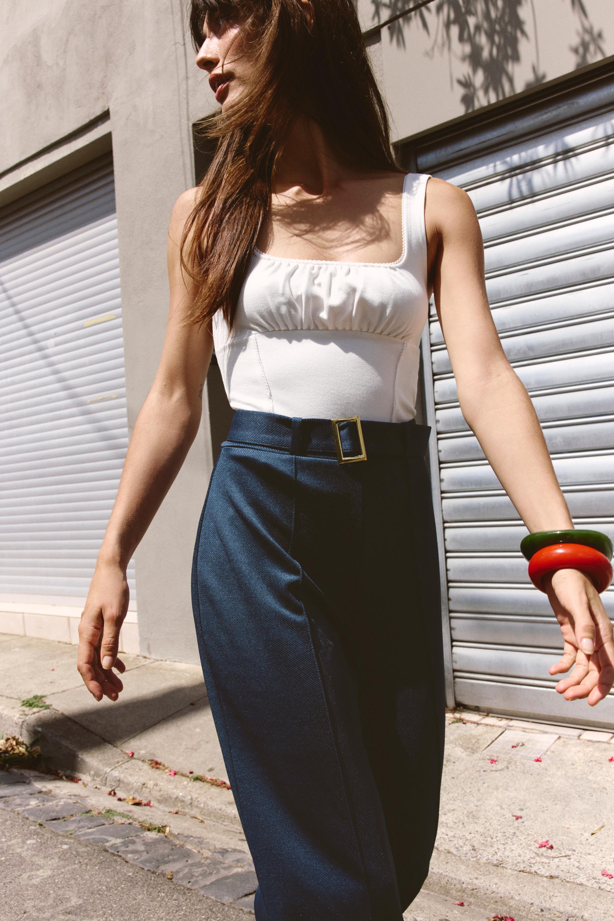 TWILL SEAM BELTED PANTS