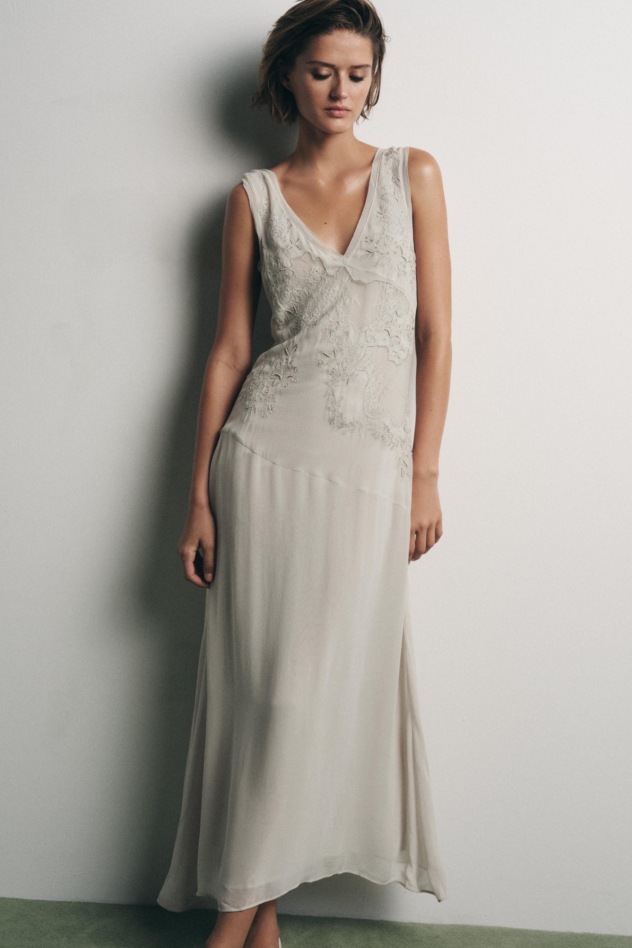 GEORGETTE DRESS WITH EMBROIDERY AND BEADING