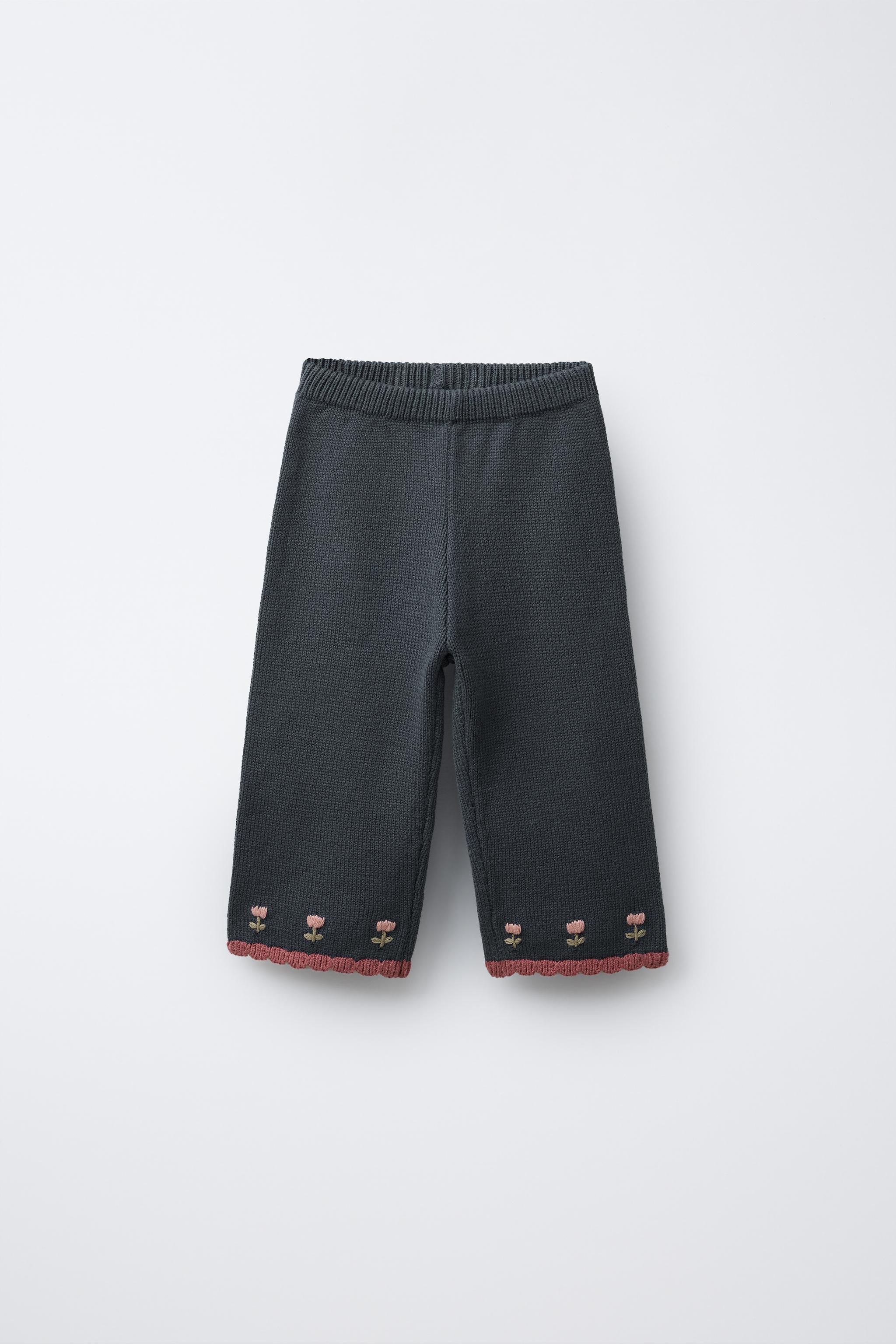 EMBROIDERED FLORAL KNIT CULOTTES