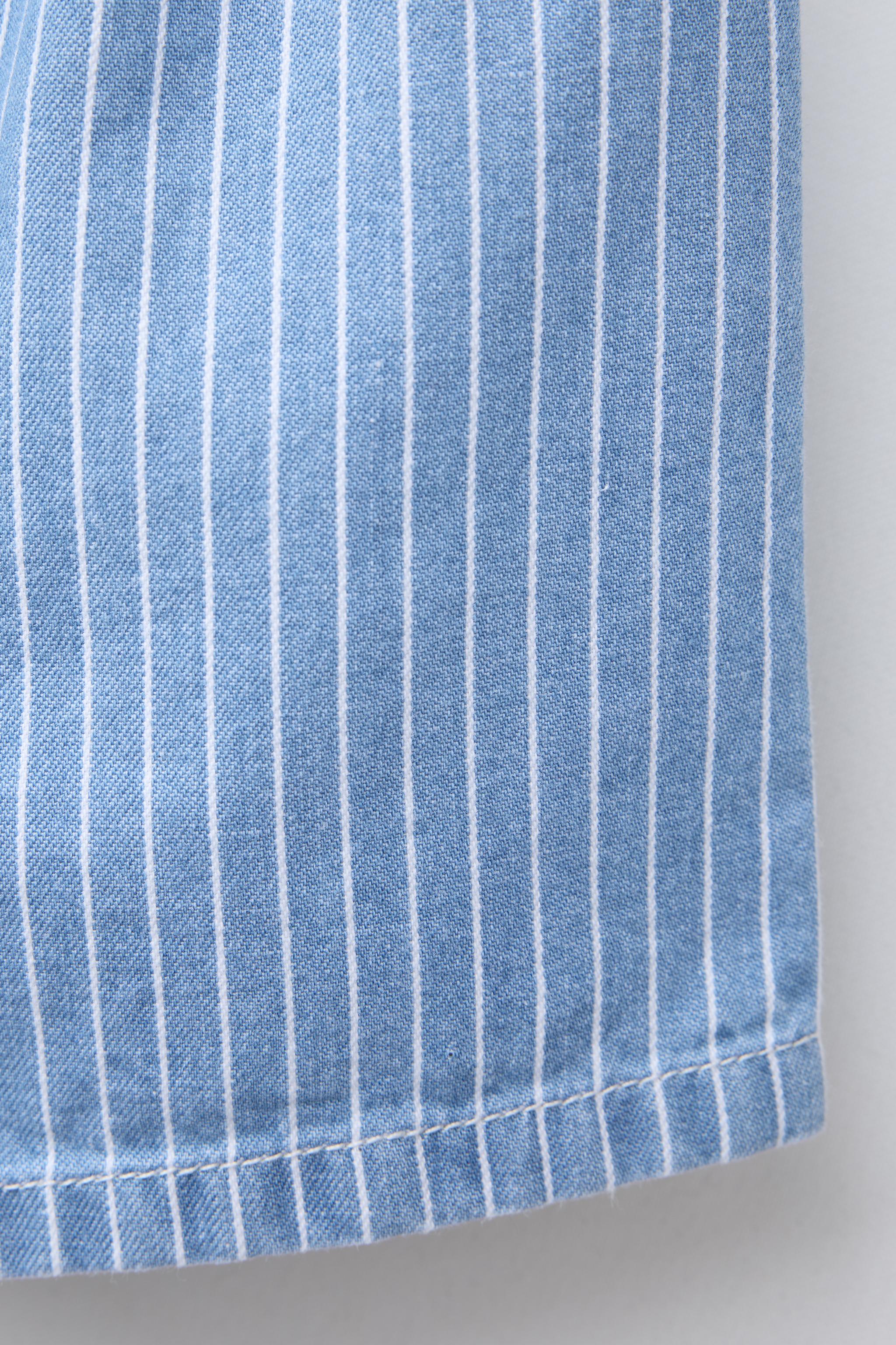 STRIPED DENIM BERMUDA SHORTS