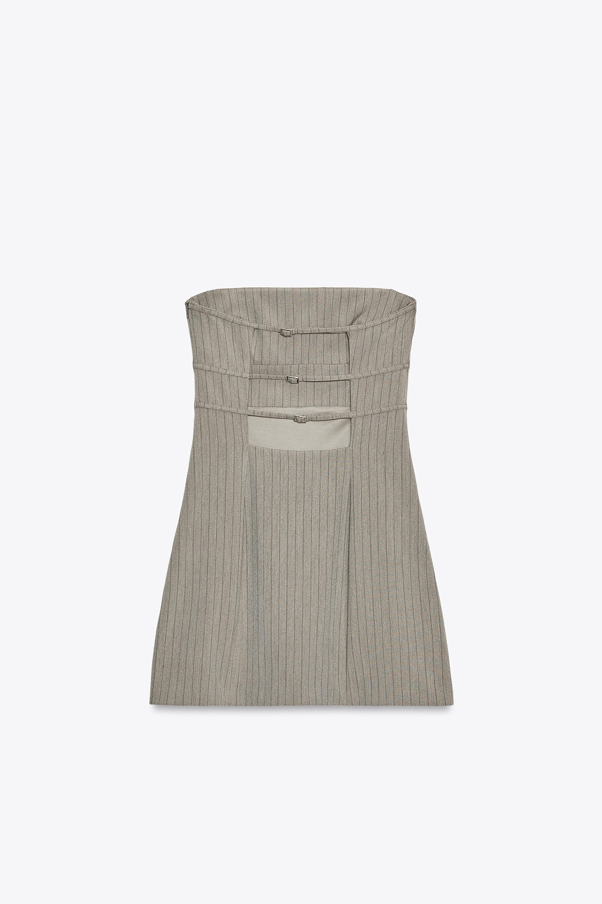 STRAPLESS PINSTRIPE DRESS