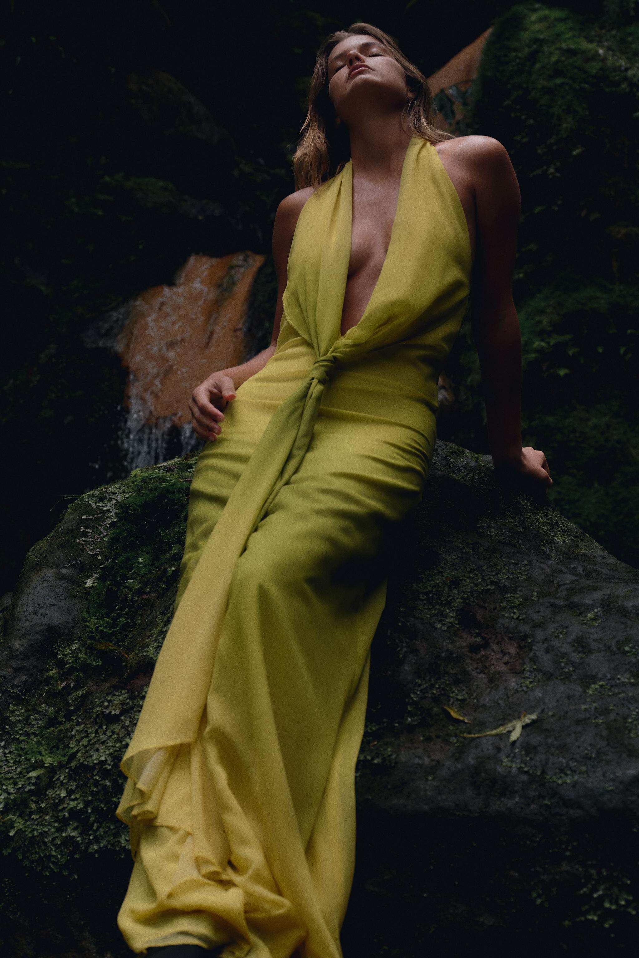 PRINTED KNOT LONG DRESS