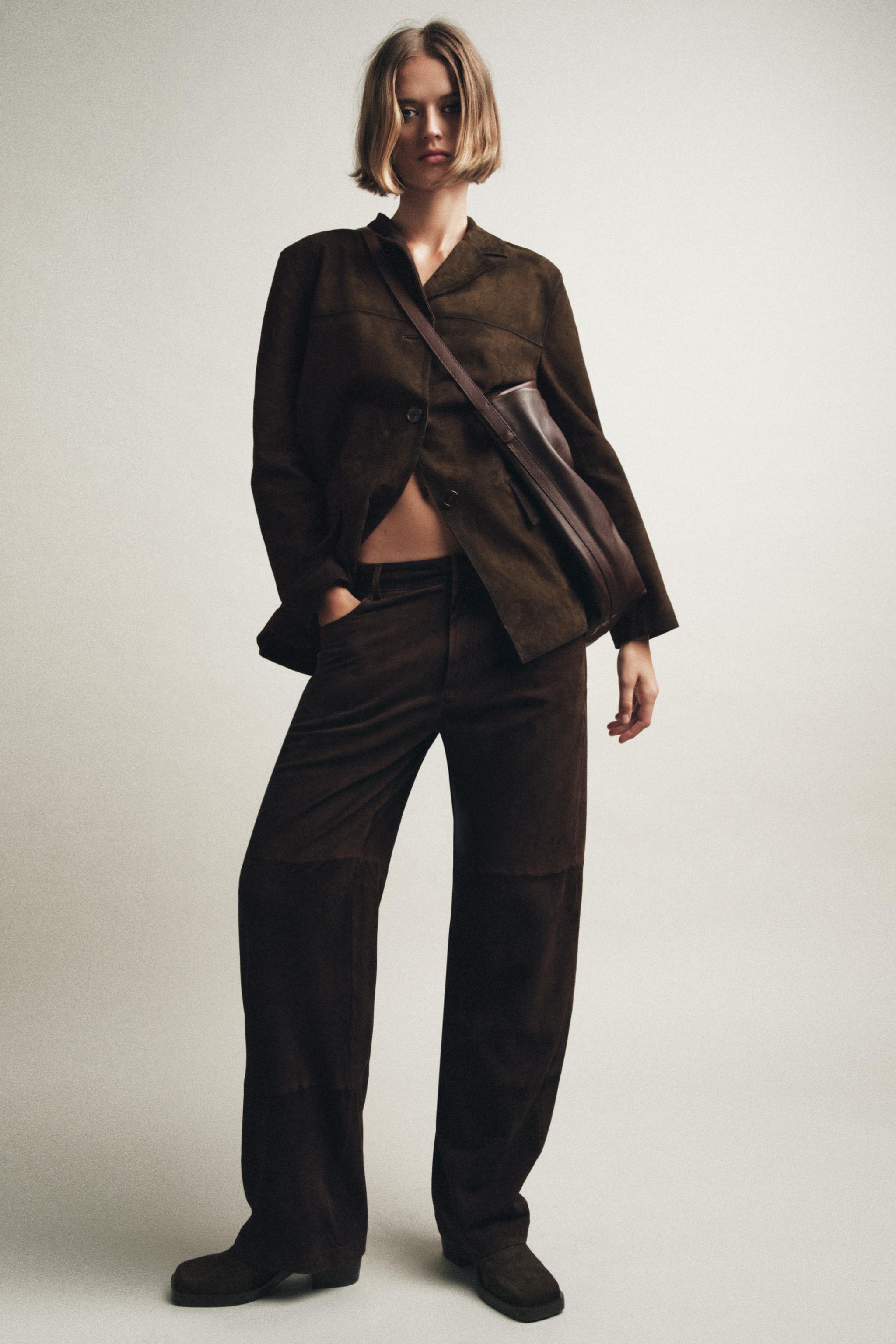 100% SUEDE LEATHER BLAZER ZW COLLECTION LIMITED EDITION