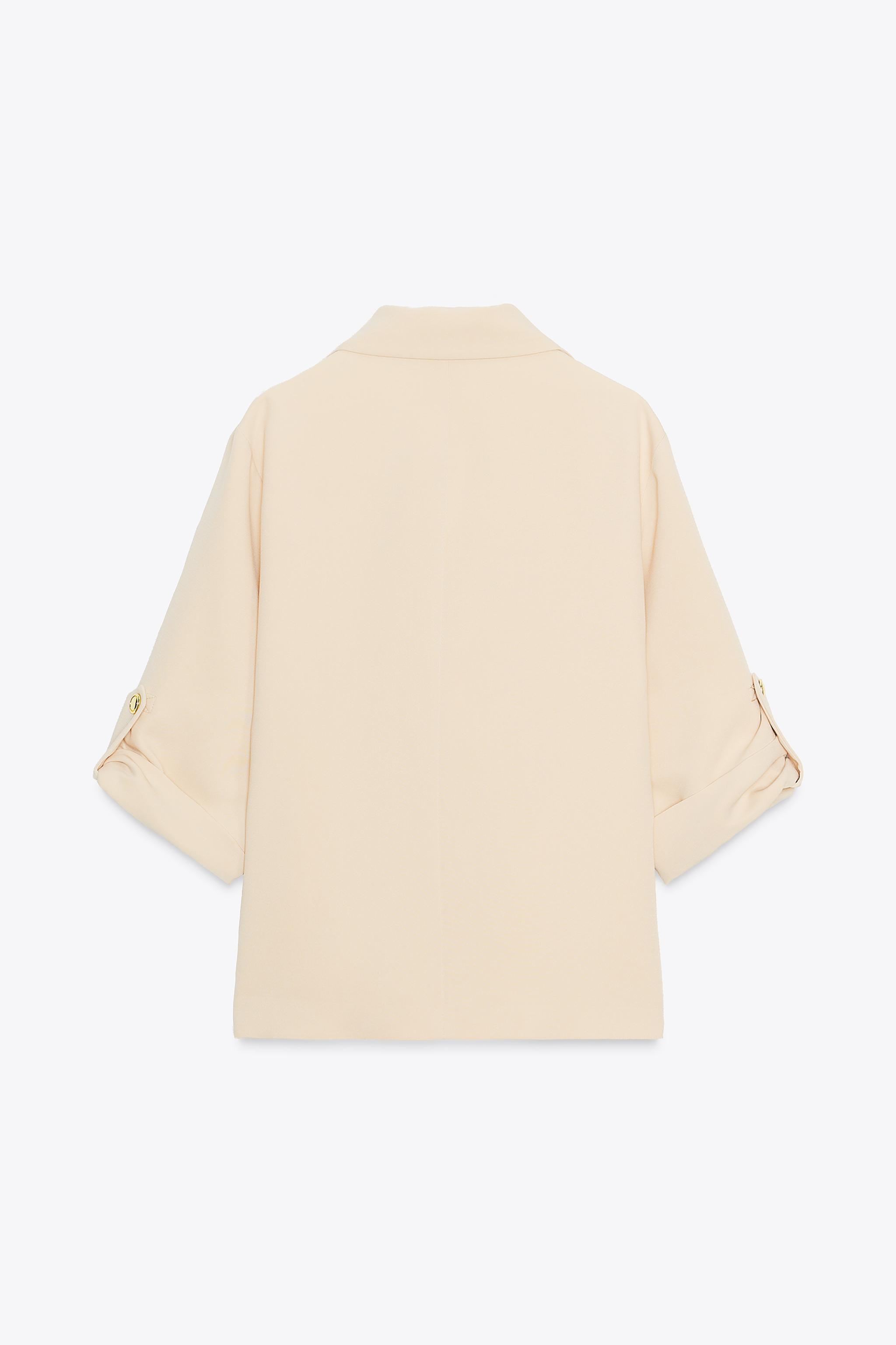 DOUBLE BREASTED BLAZER WITH TABBED SLEEVES