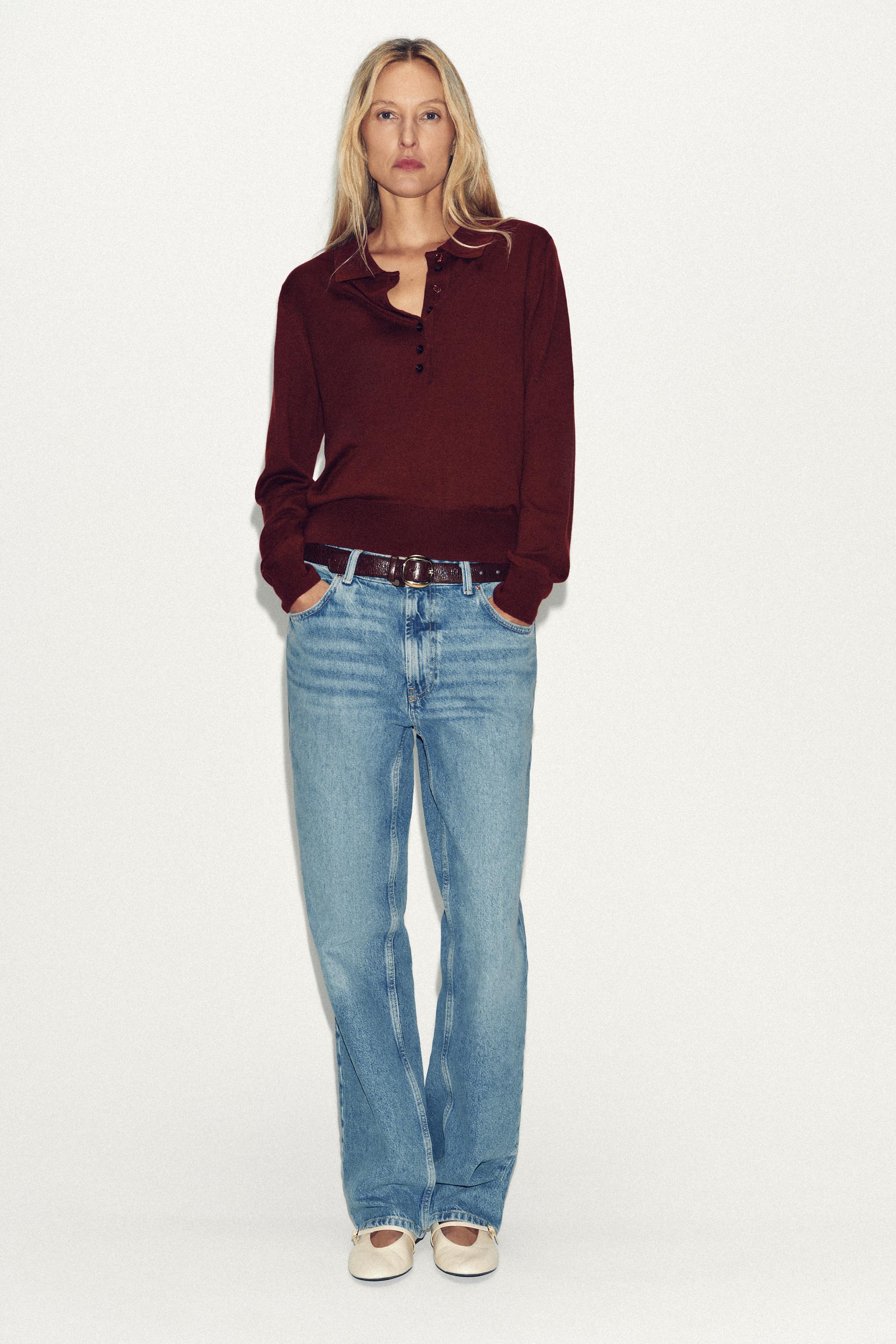 PLAIN KNIT POLO SWEATER