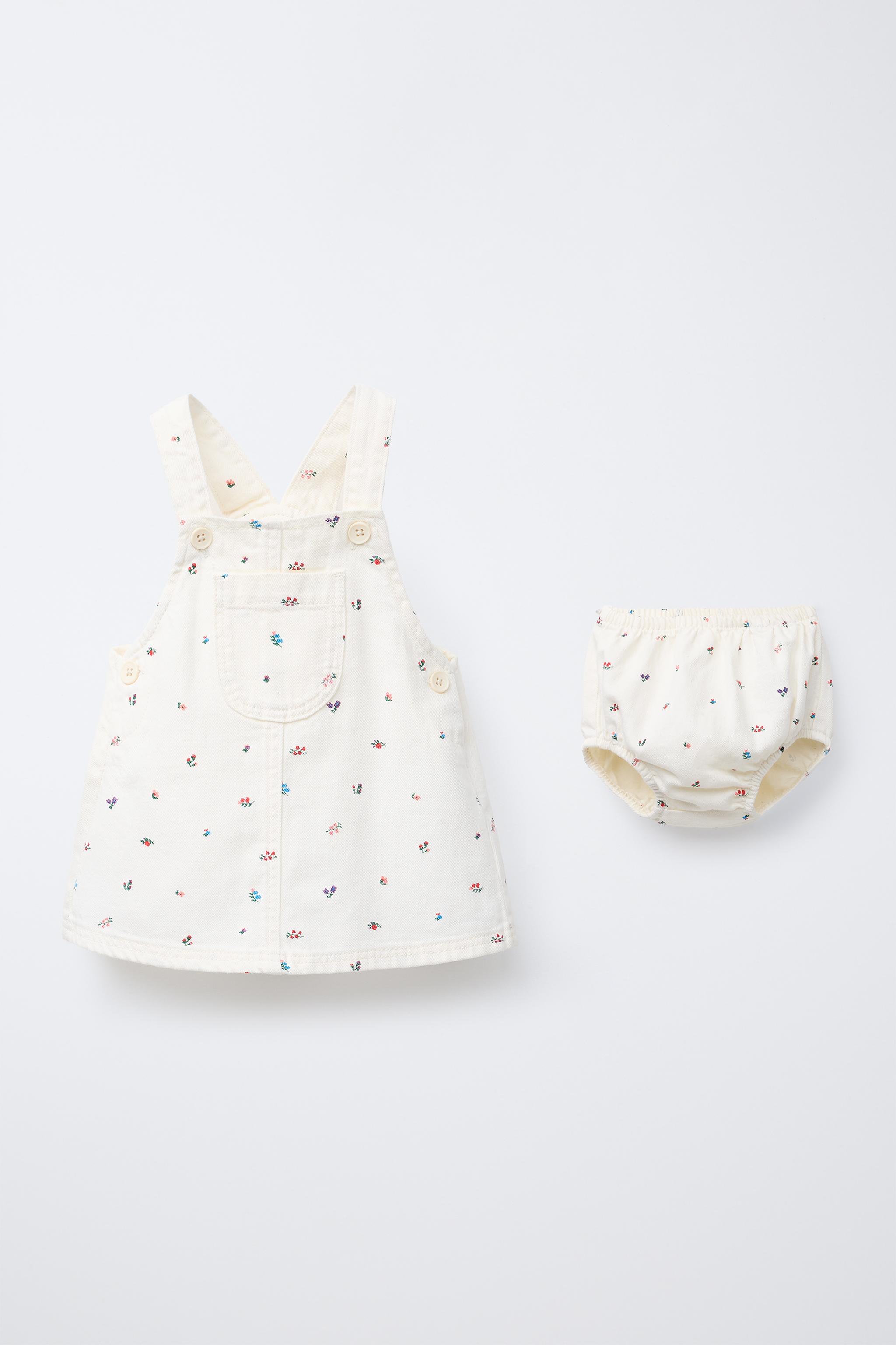 FLORAL TWILL PINAFORE DRESS AND BLOOMERS