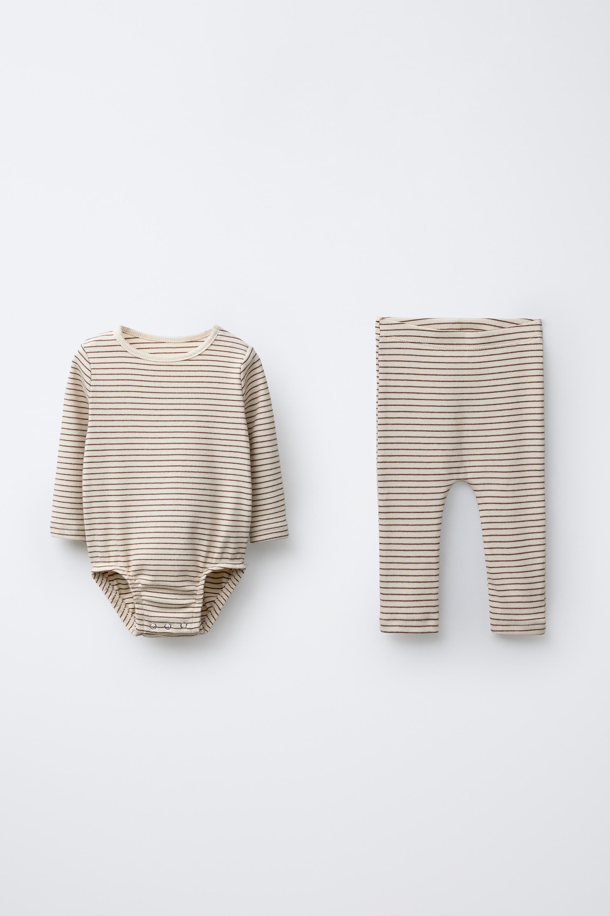 STRIPED BODYSUIT AND LEGGINGS SET