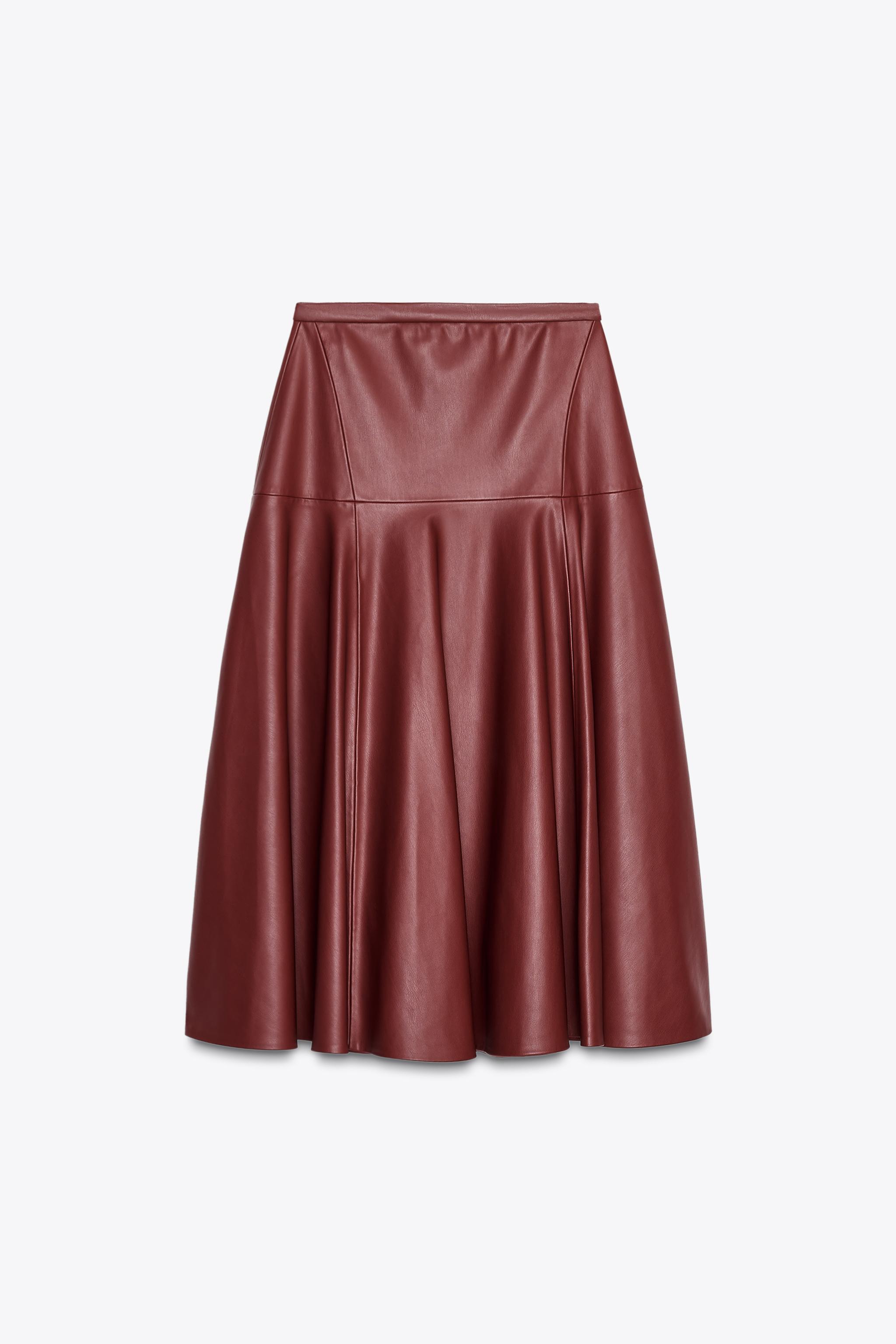 FAUX LEATHER MIDI SKIRT ZW COLLECTION