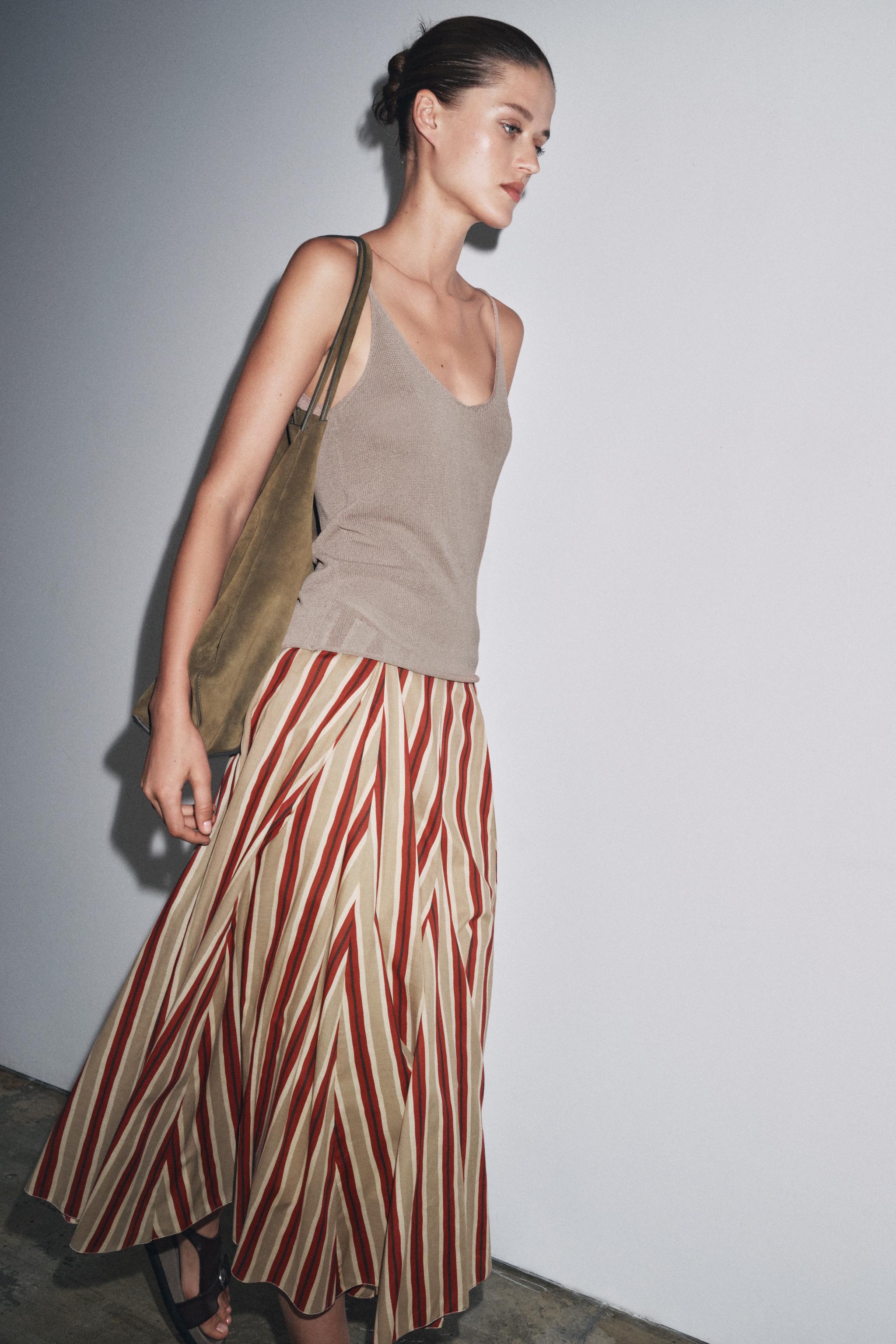 ZW COLLECTION STRIPED MIDI SKIRT