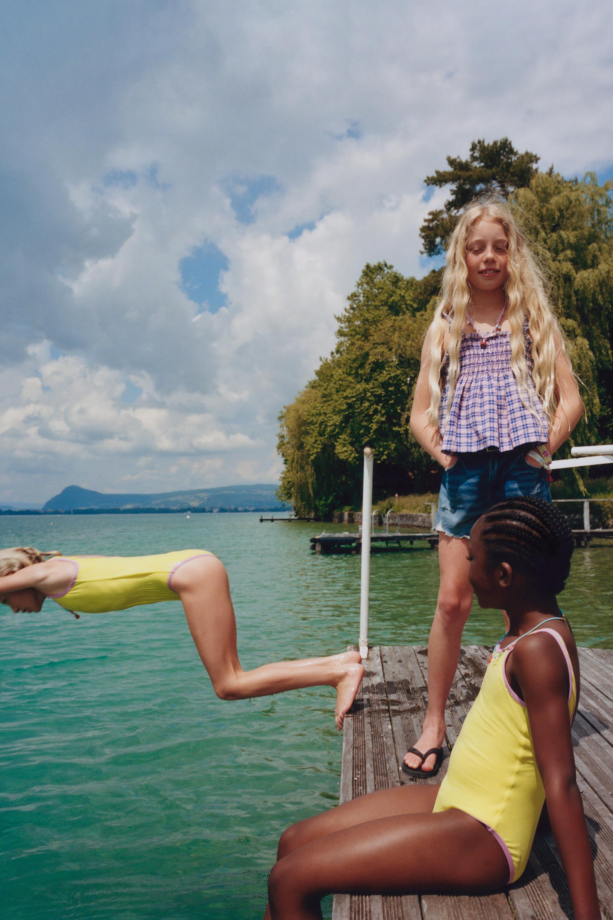 6-14 YEARS/ SWIMSUIT WITH CONTRAST TRIM